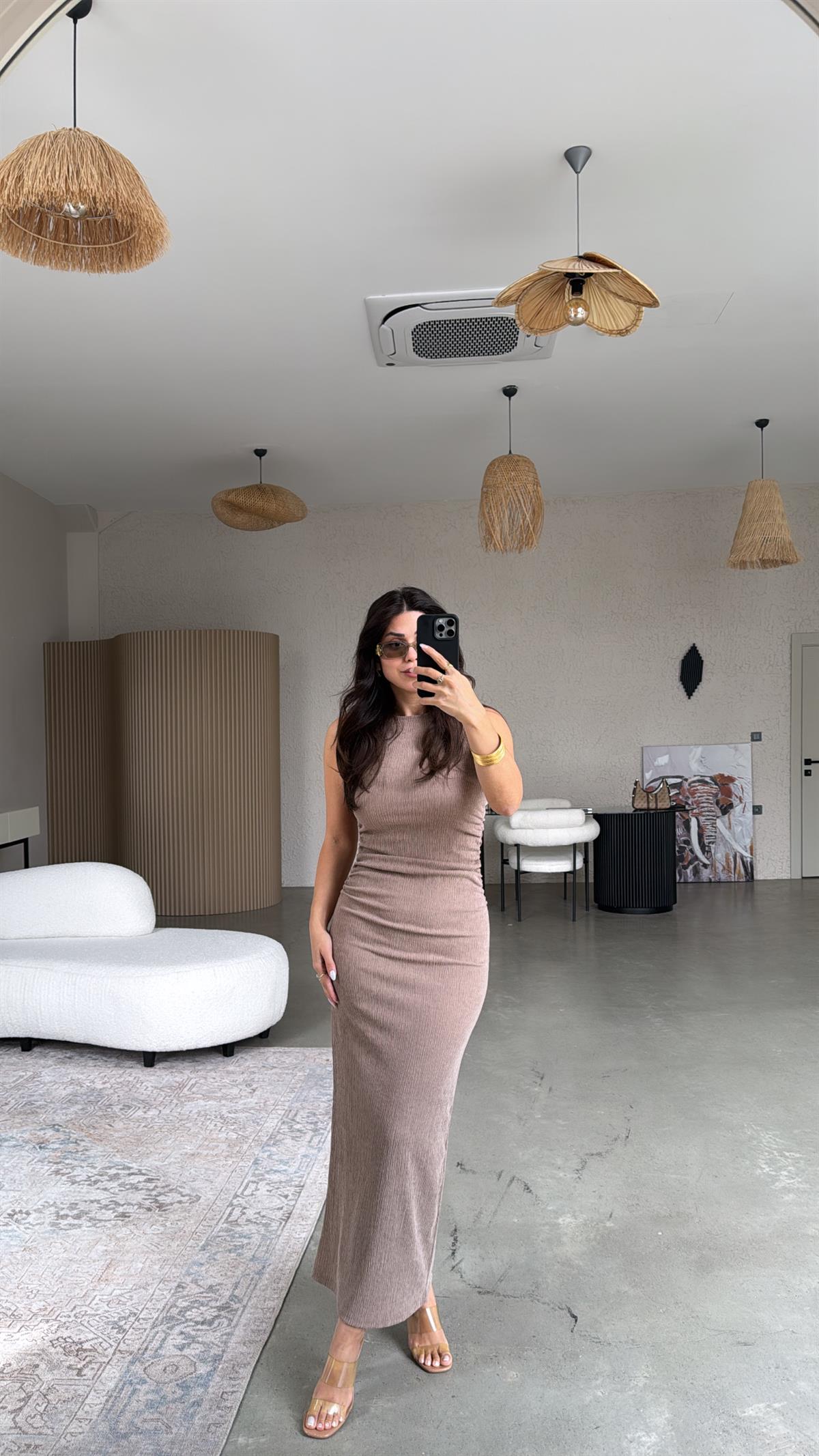 Vizon Bürümcük ZR Model Büzgü Detay Elbise