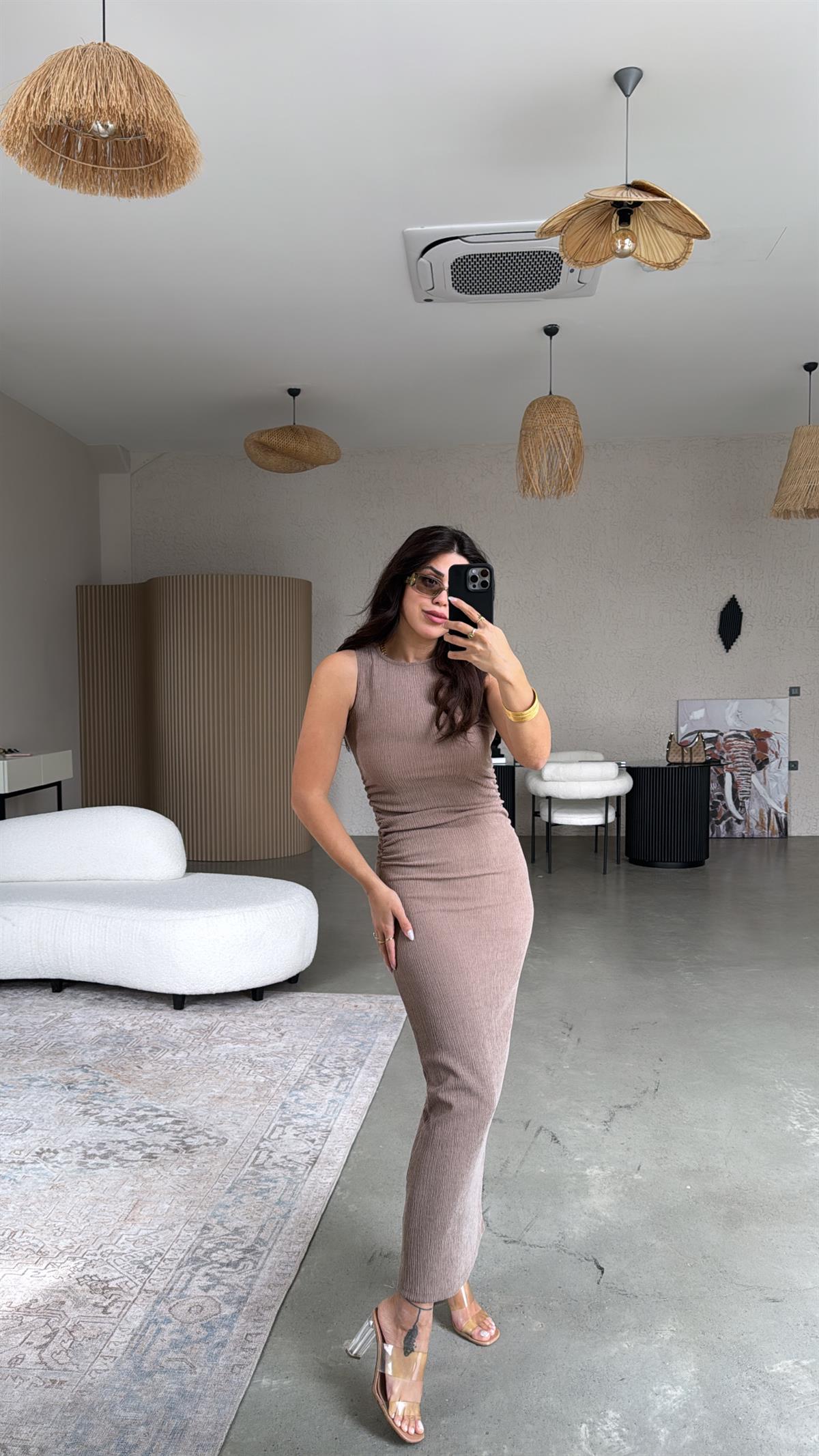 Vizon Bürümcük ZR Model Büzgü Detay Elbise