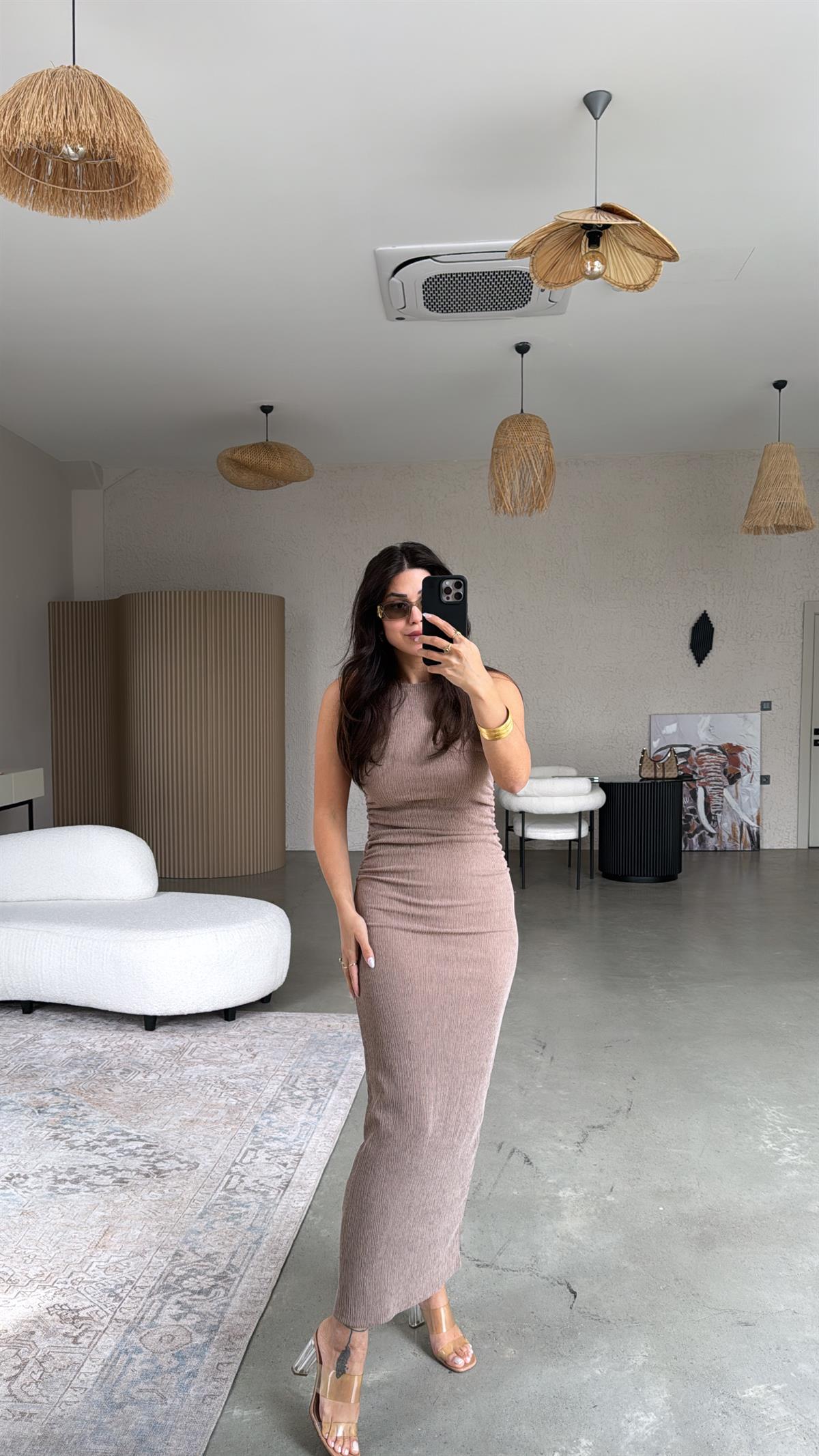 Vizon Bürümcük ZR Model Büzgü Detay Elbise