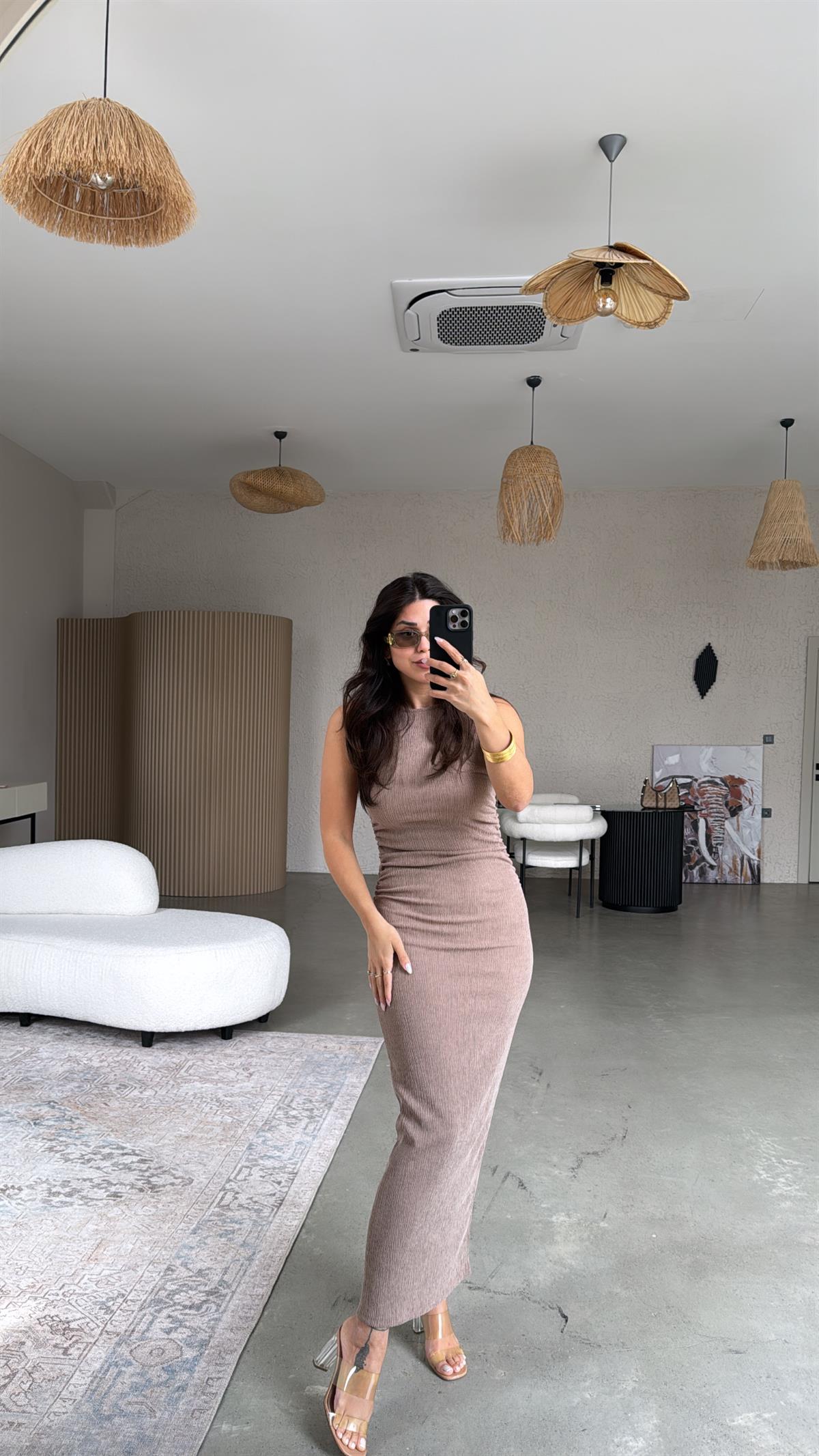 Vizon Bürümcük ZR Model Büzgü Detay Elbise