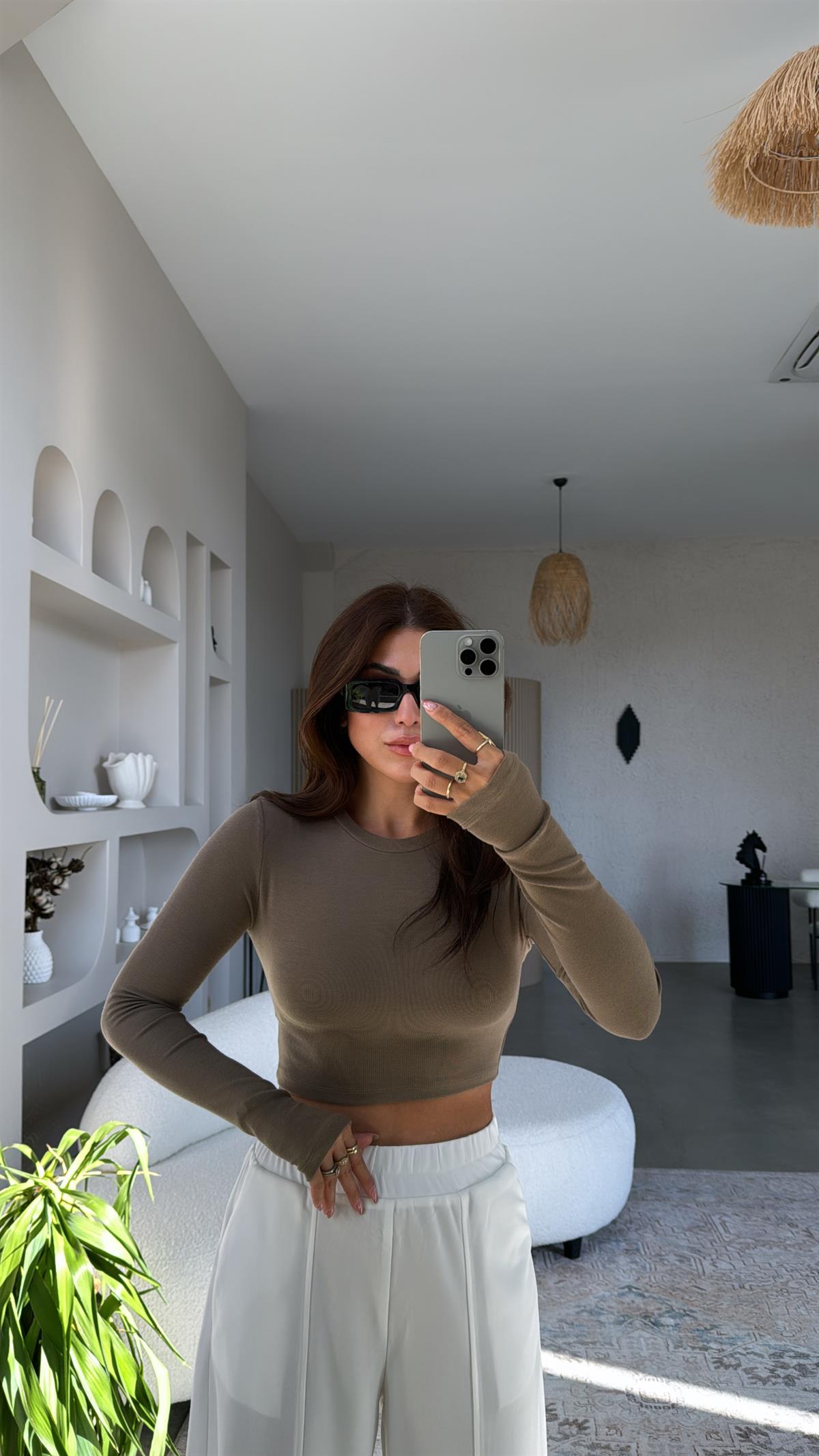 Vizon Crop Parmak Geçme İthal Body