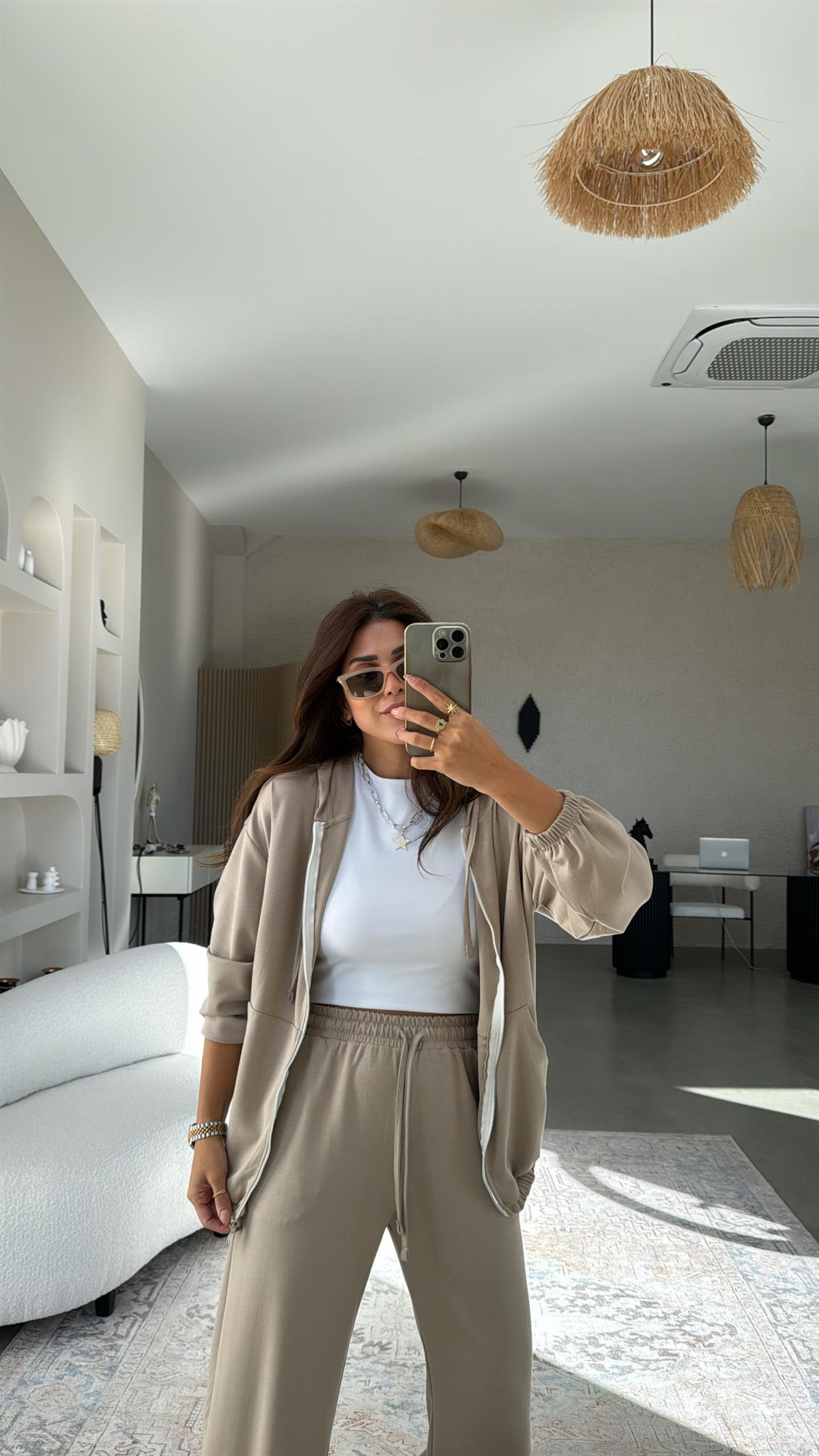 Vizon Paça Lastikli Fermuarlı Ceketli Takım