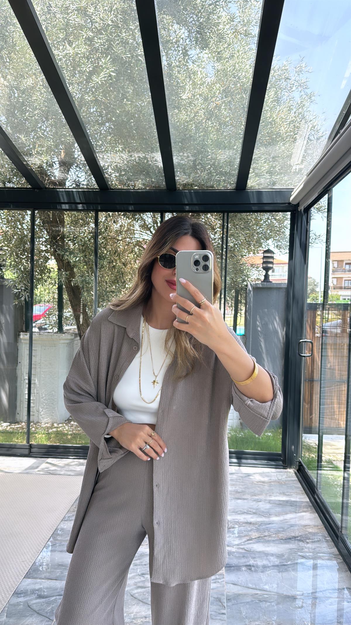 Vizon Paça Pensli Pantolon Gömlek Takım