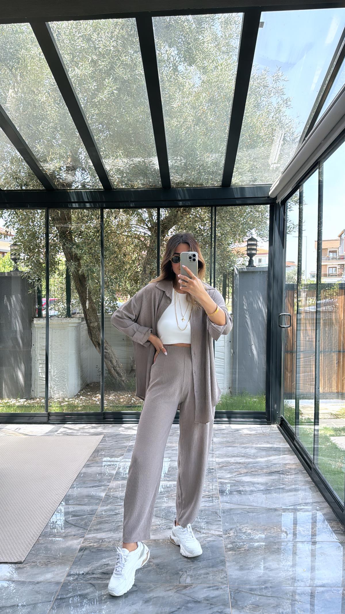 Vizon Paça Pensli Pantolon Gömlek Takım