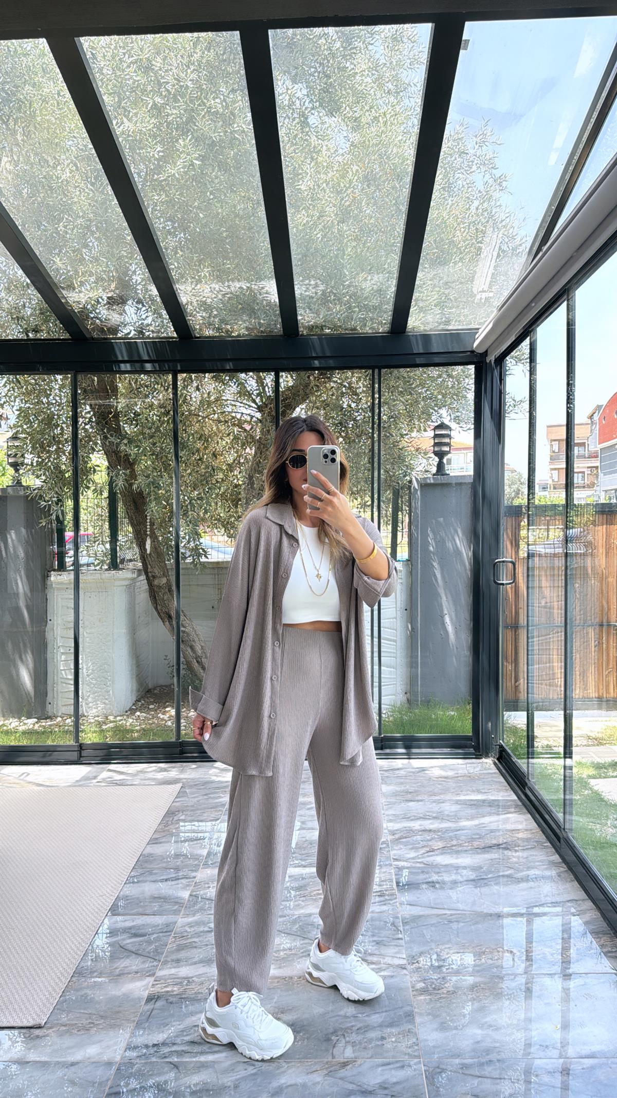 Vizon Paça Pensli Pantolon Gömlek Takım