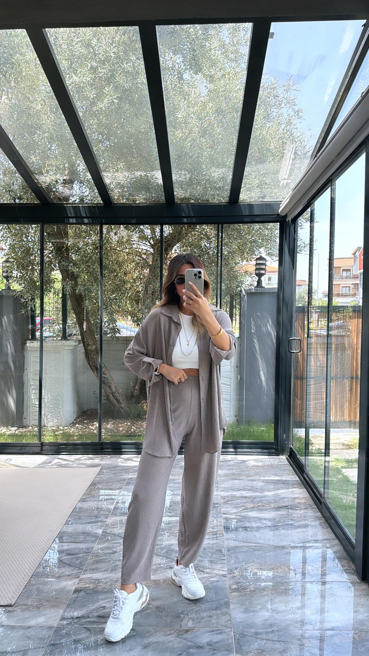 Vizon Paça Pensli Pantolon Gömlek Takım