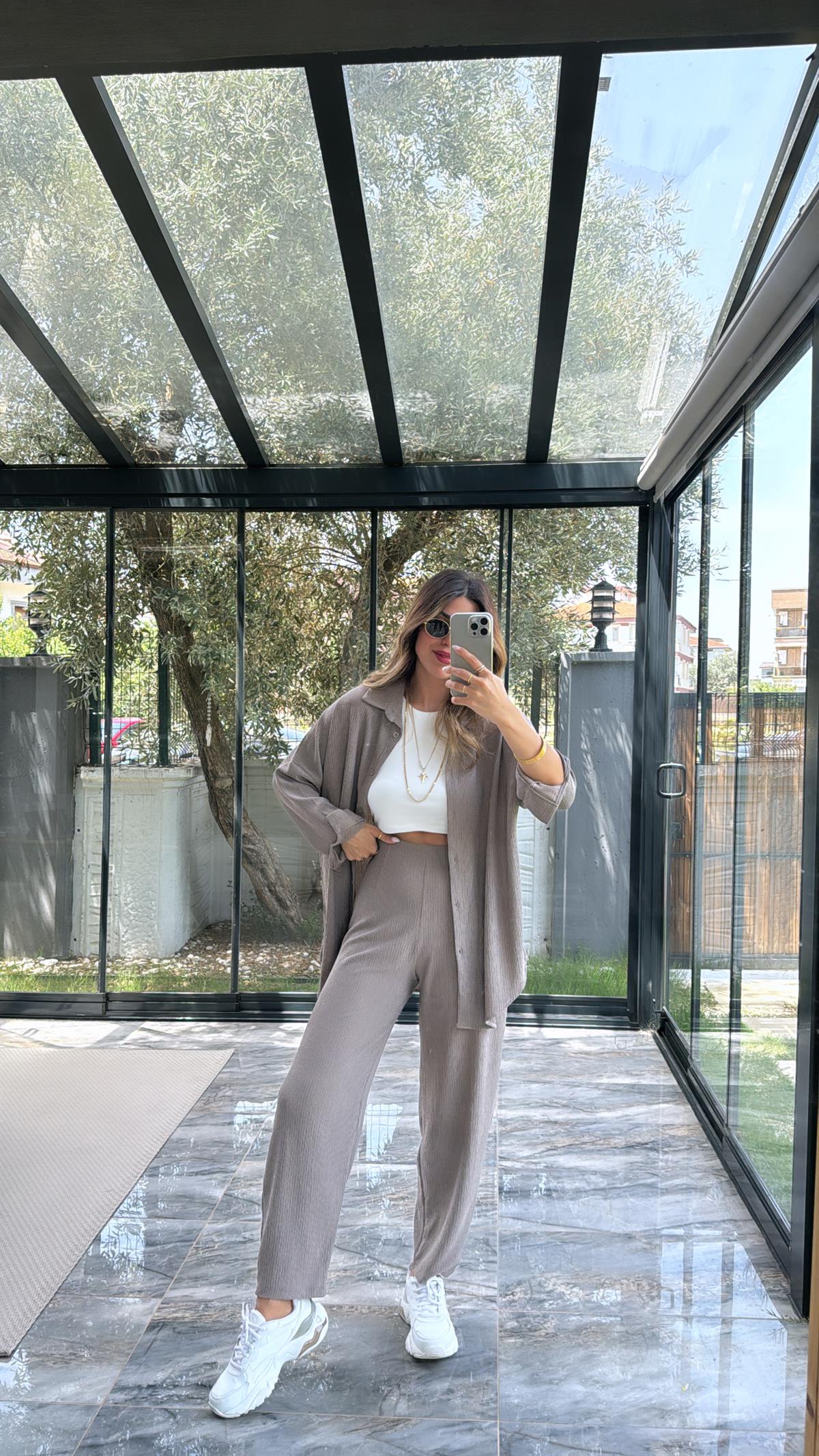 Vizon Paça Pensli Pantolon Gömlek Takım