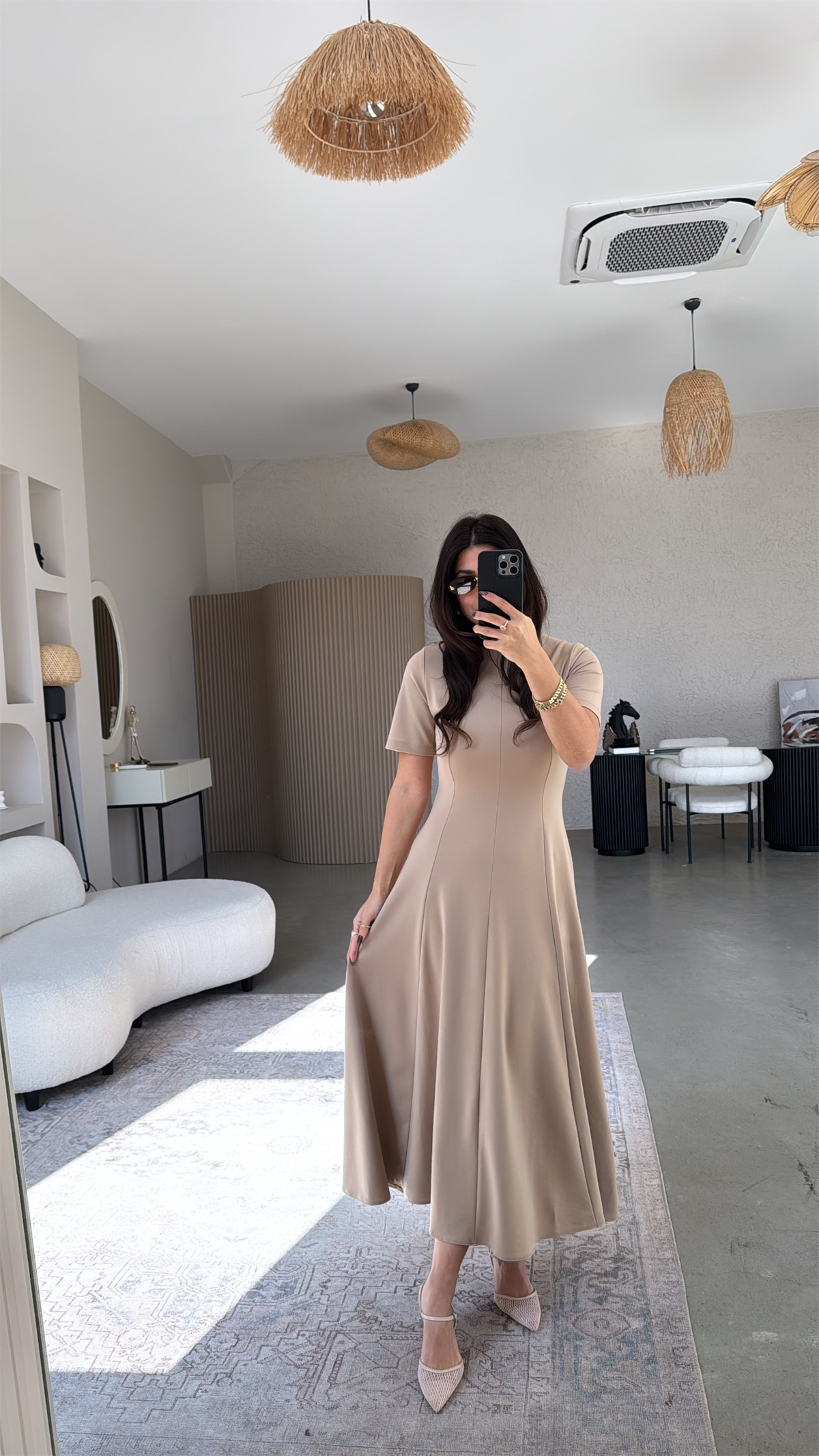 Vizon Parçalı Massi Model Maxi Elbise