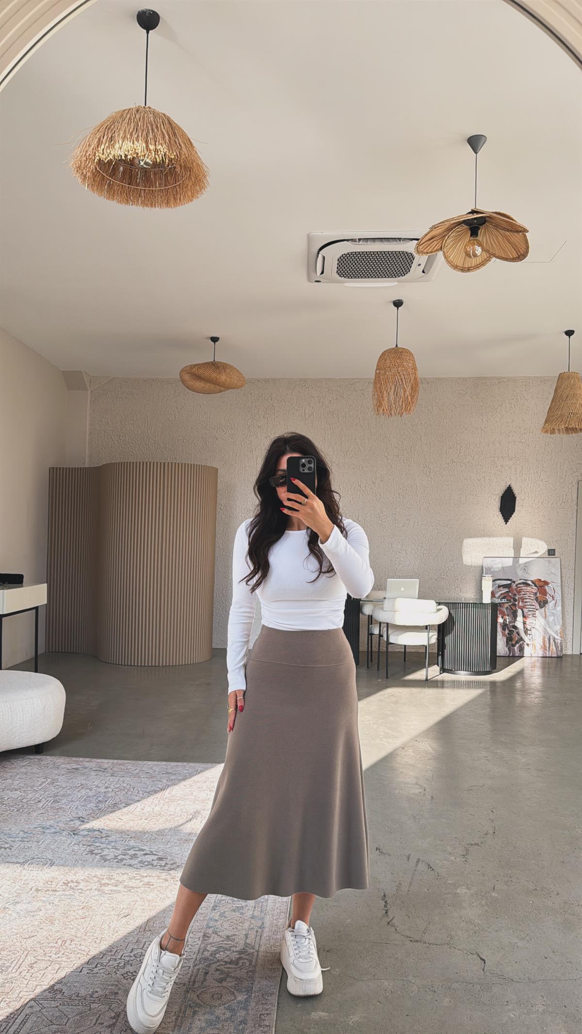 Vizon Selanik Triko Basic Etek
