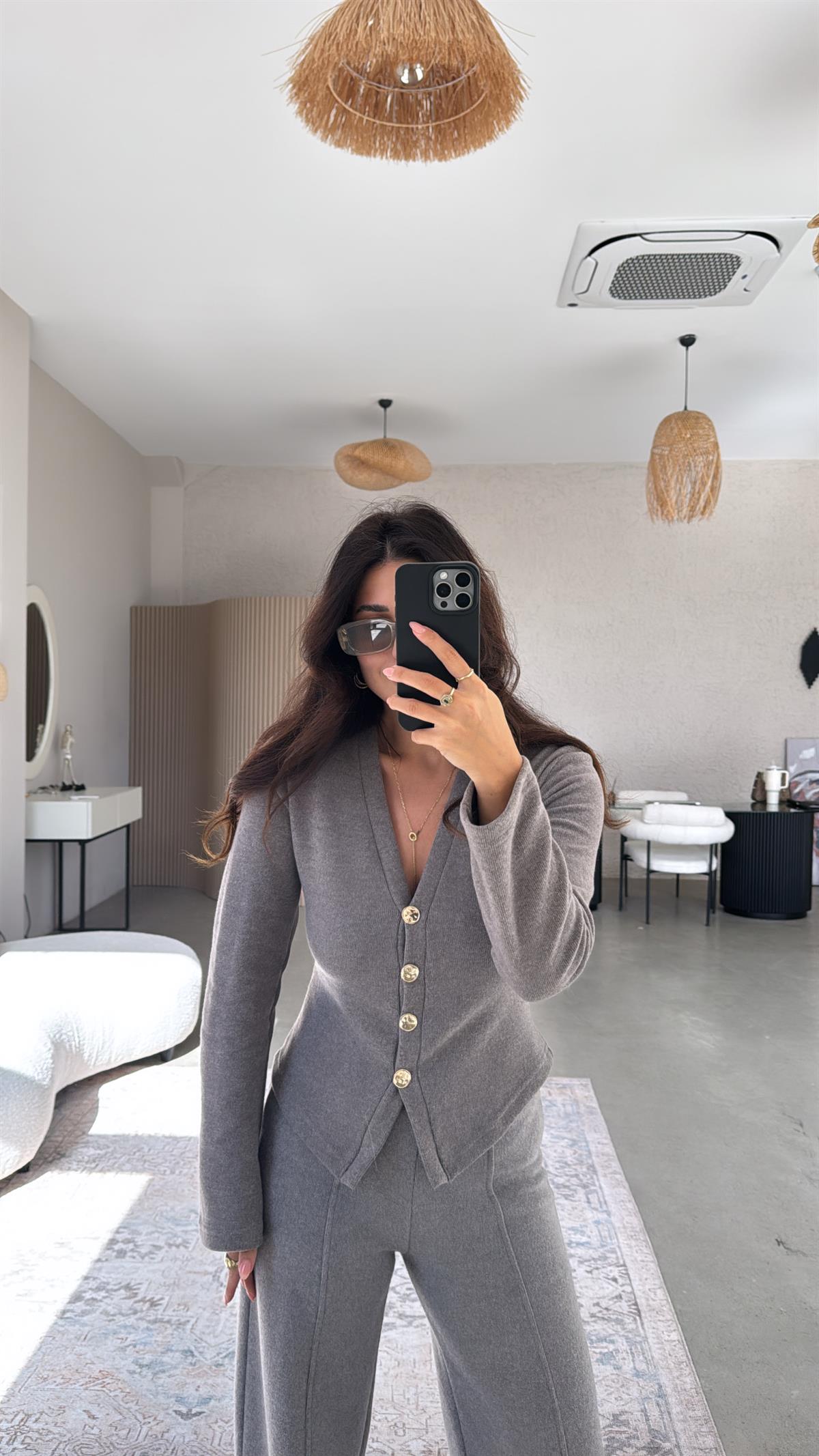 Vizon Selanik Triko ZR model Hırka Pantolon Takım