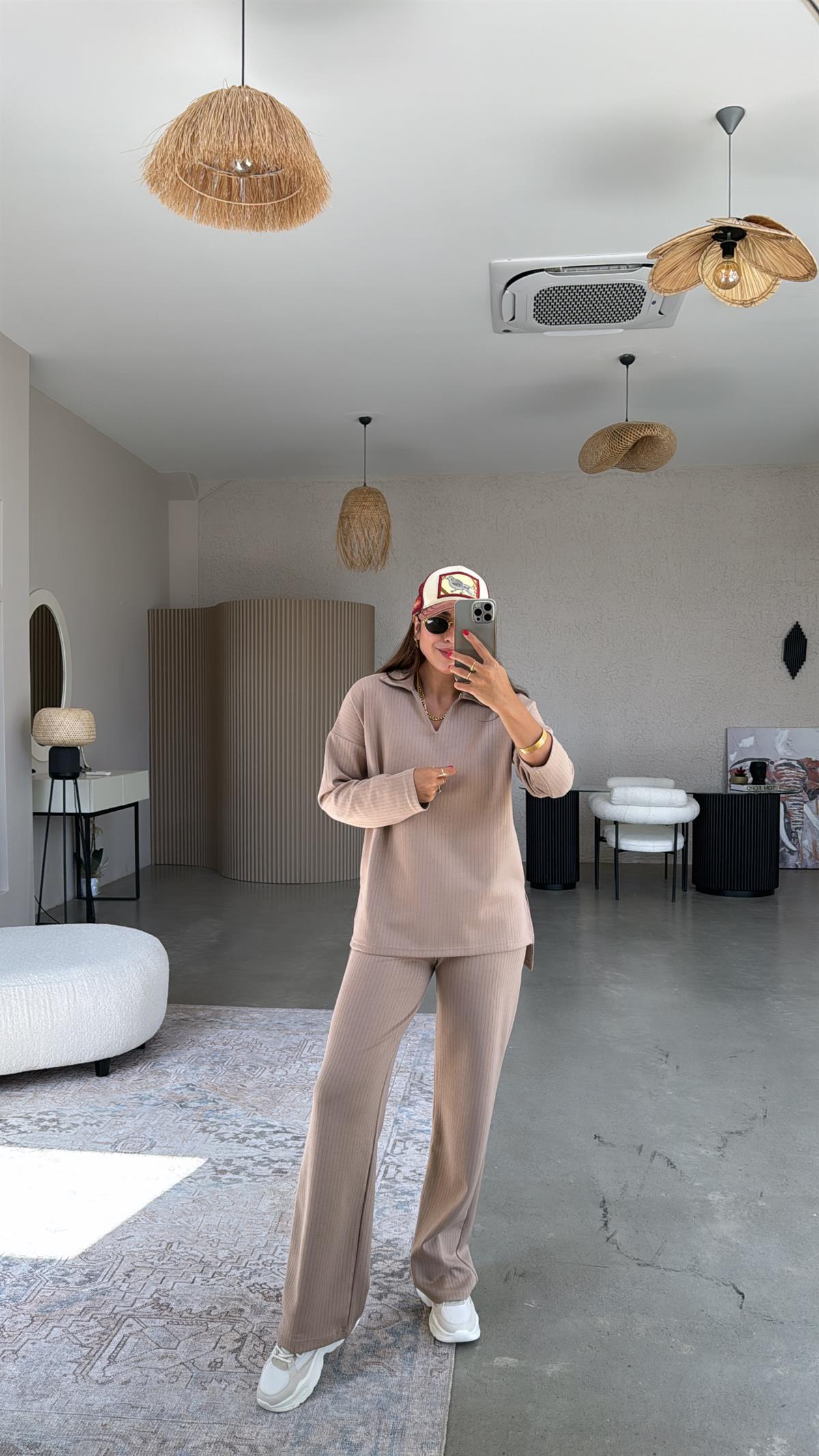 Vizon Yakalı Modal Kumaş Takım