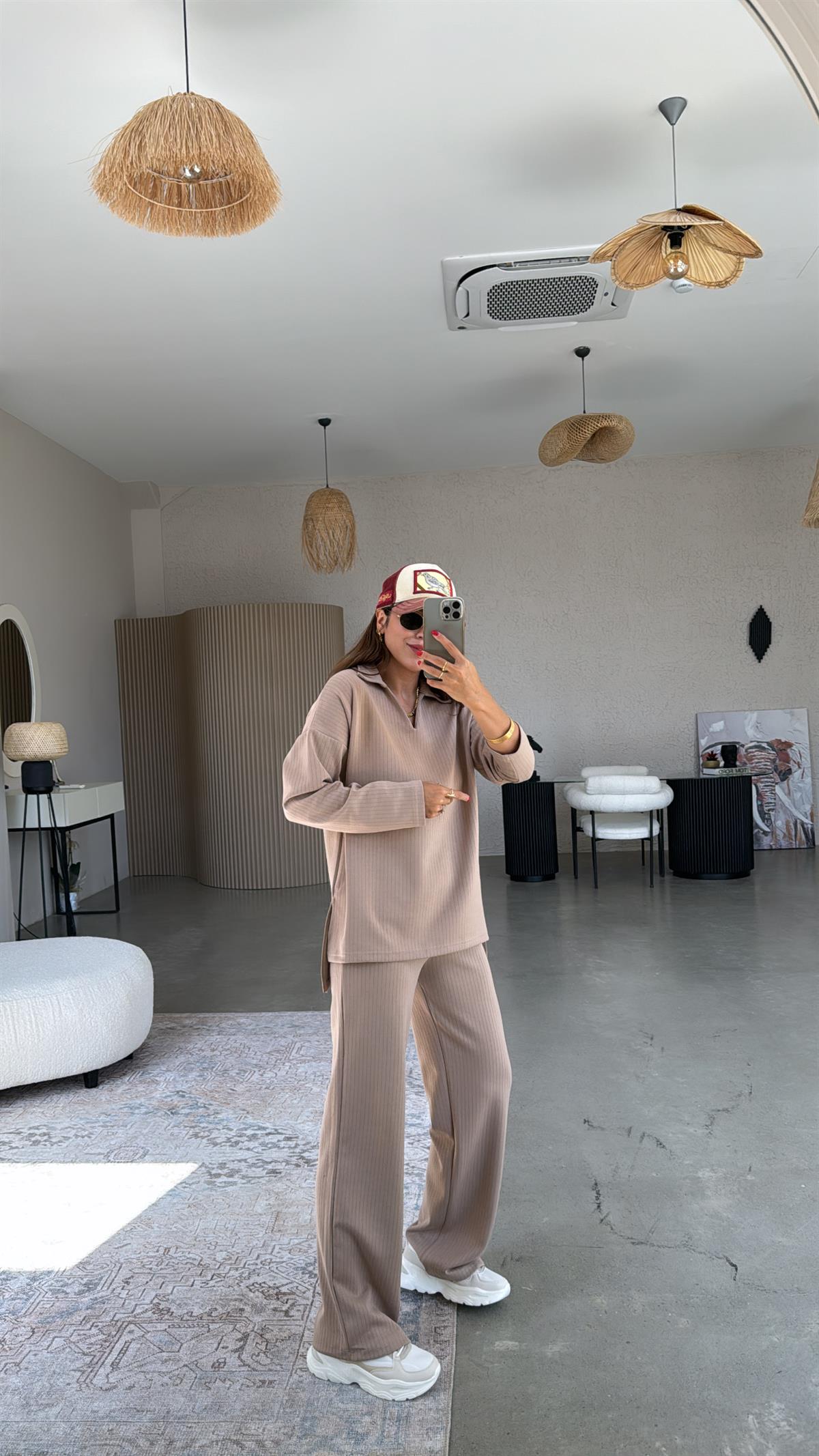 Vizon Yakalı Modal Kumaş Takım