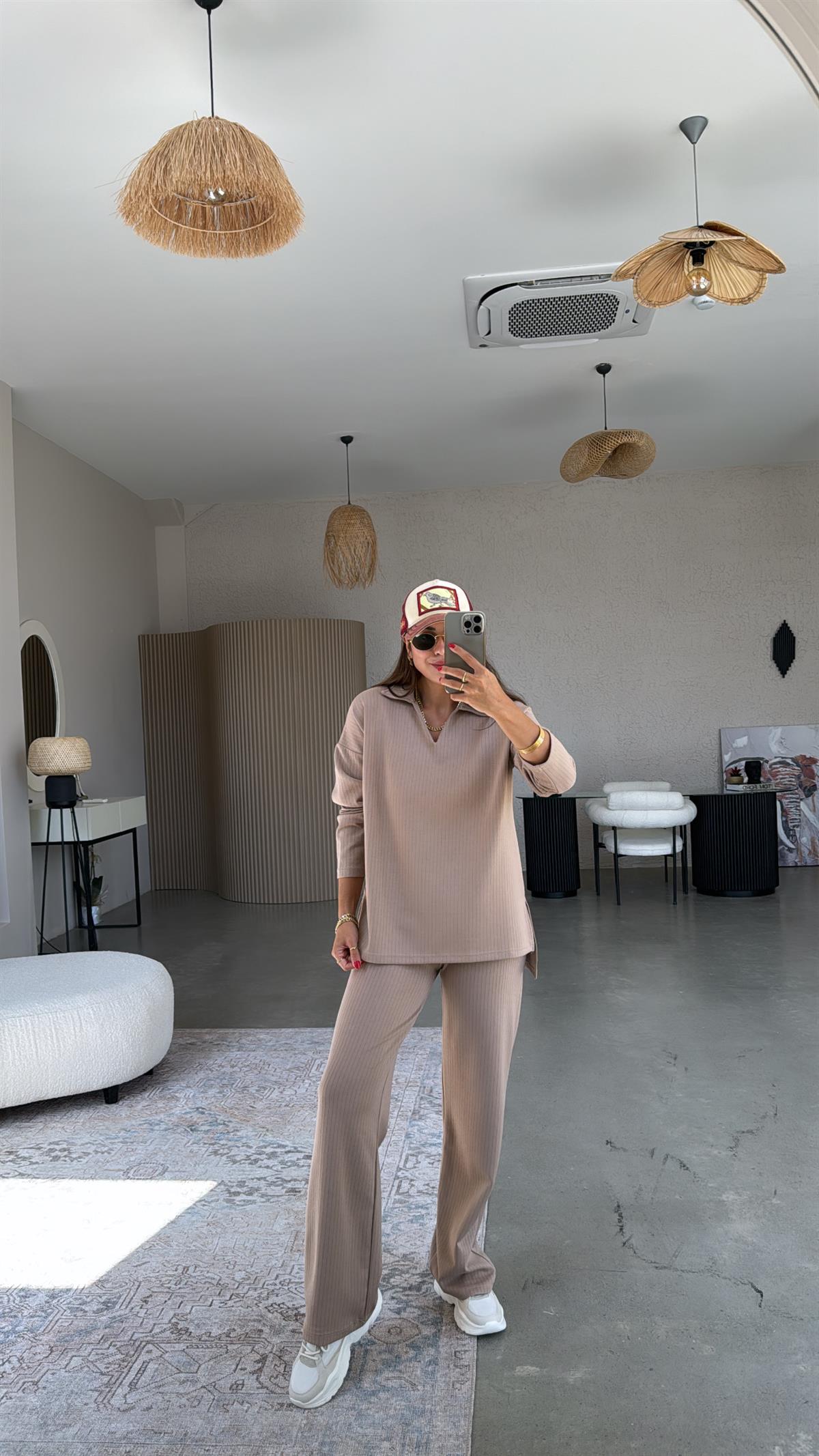 Vizon Yakalı Modal Kumaş Takım