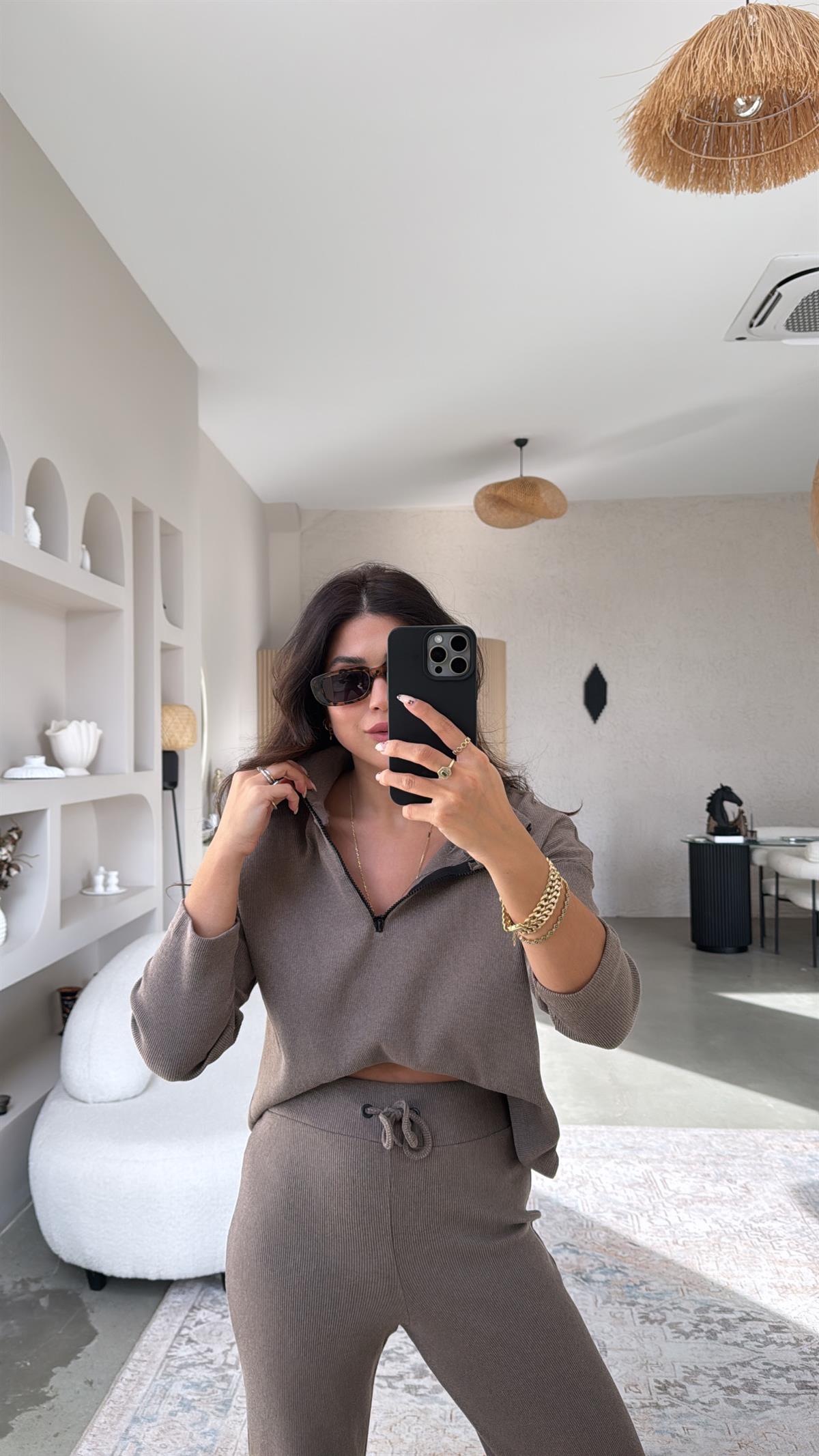 Vizon Yarım Fermuarlı Fitilli Basic Takım