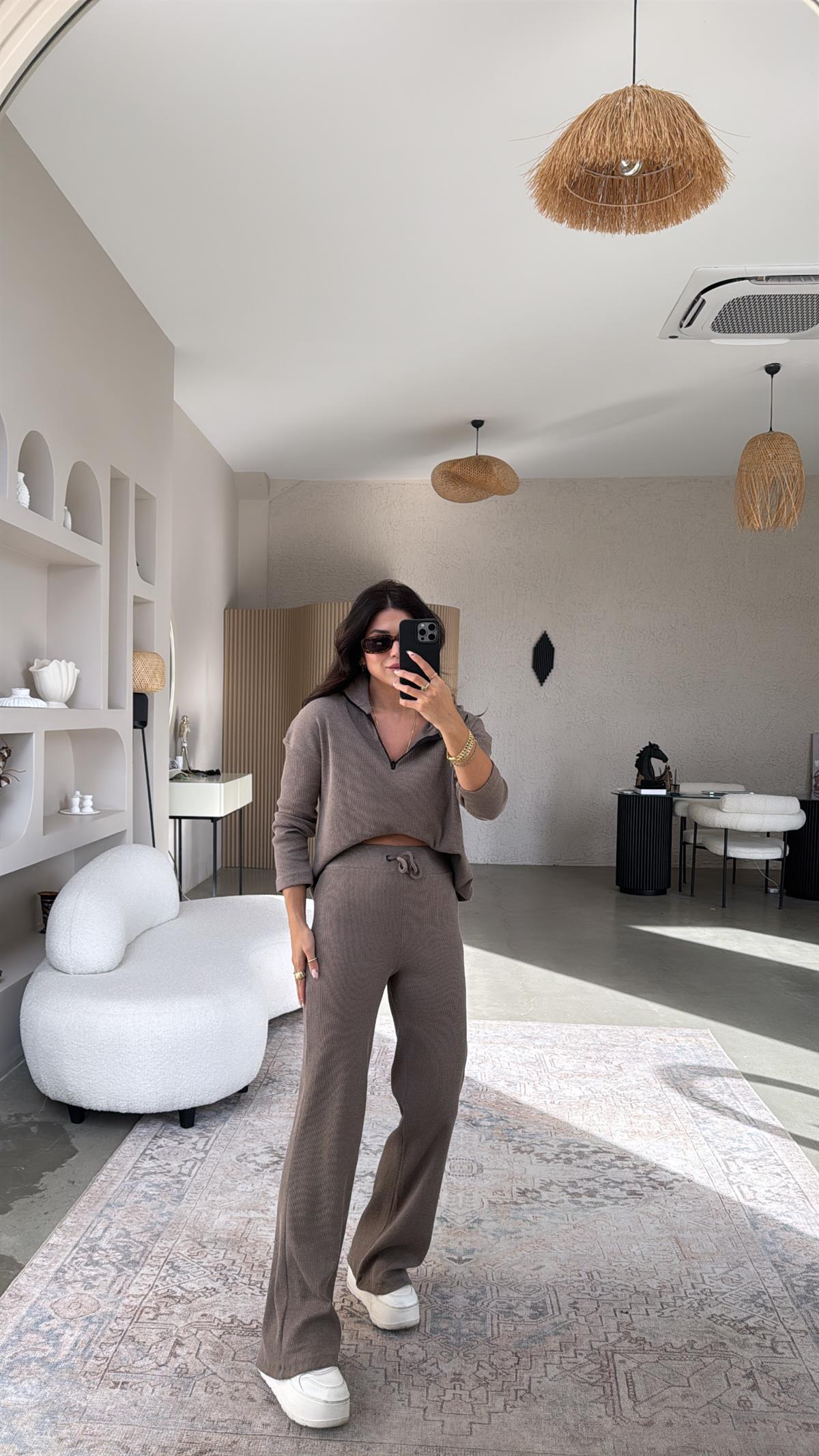 Vizon Yarım Fermuarlı Fitilli Basic Takım