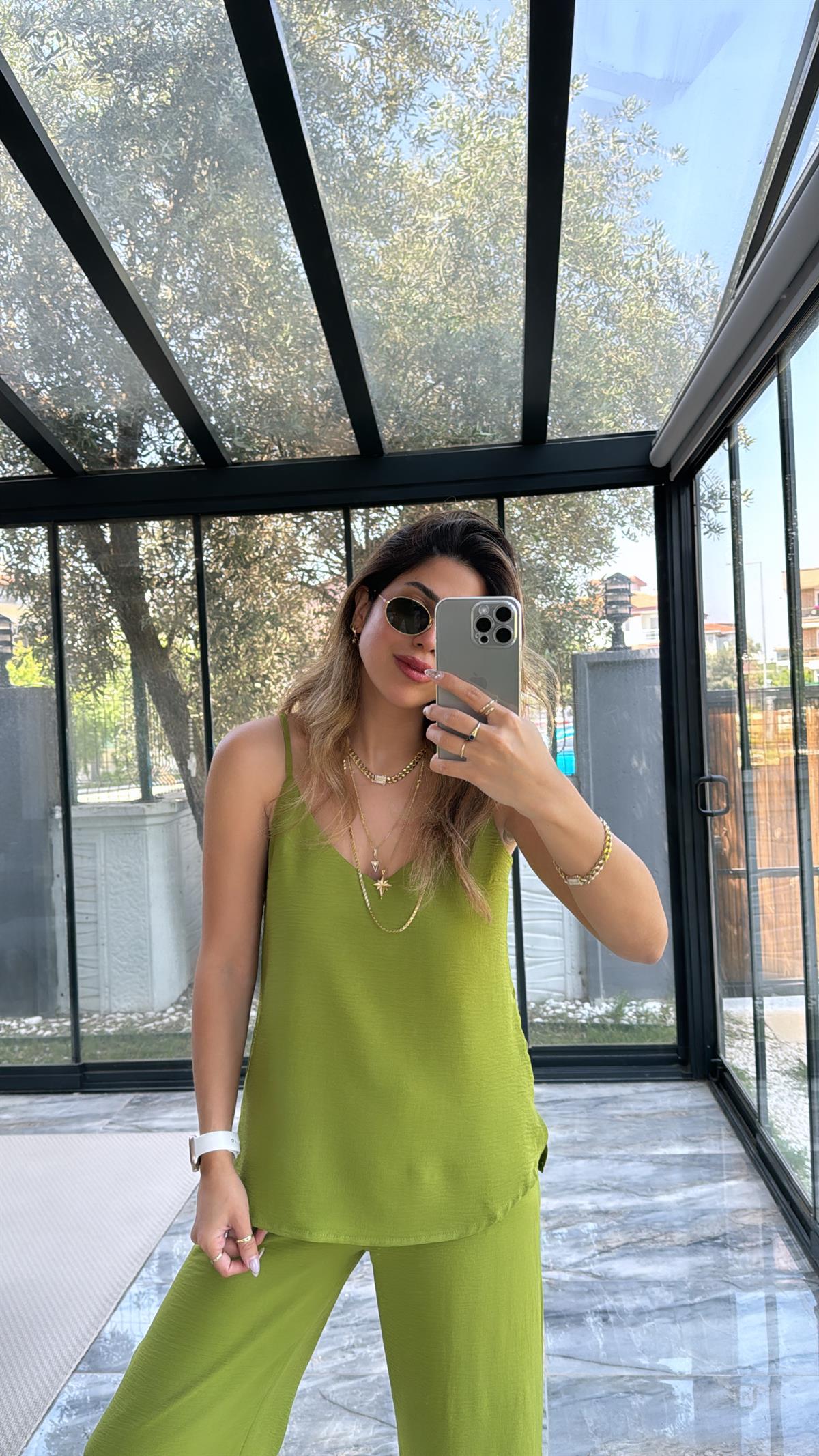 Yağ Yeşili Askılı Tiril Takım