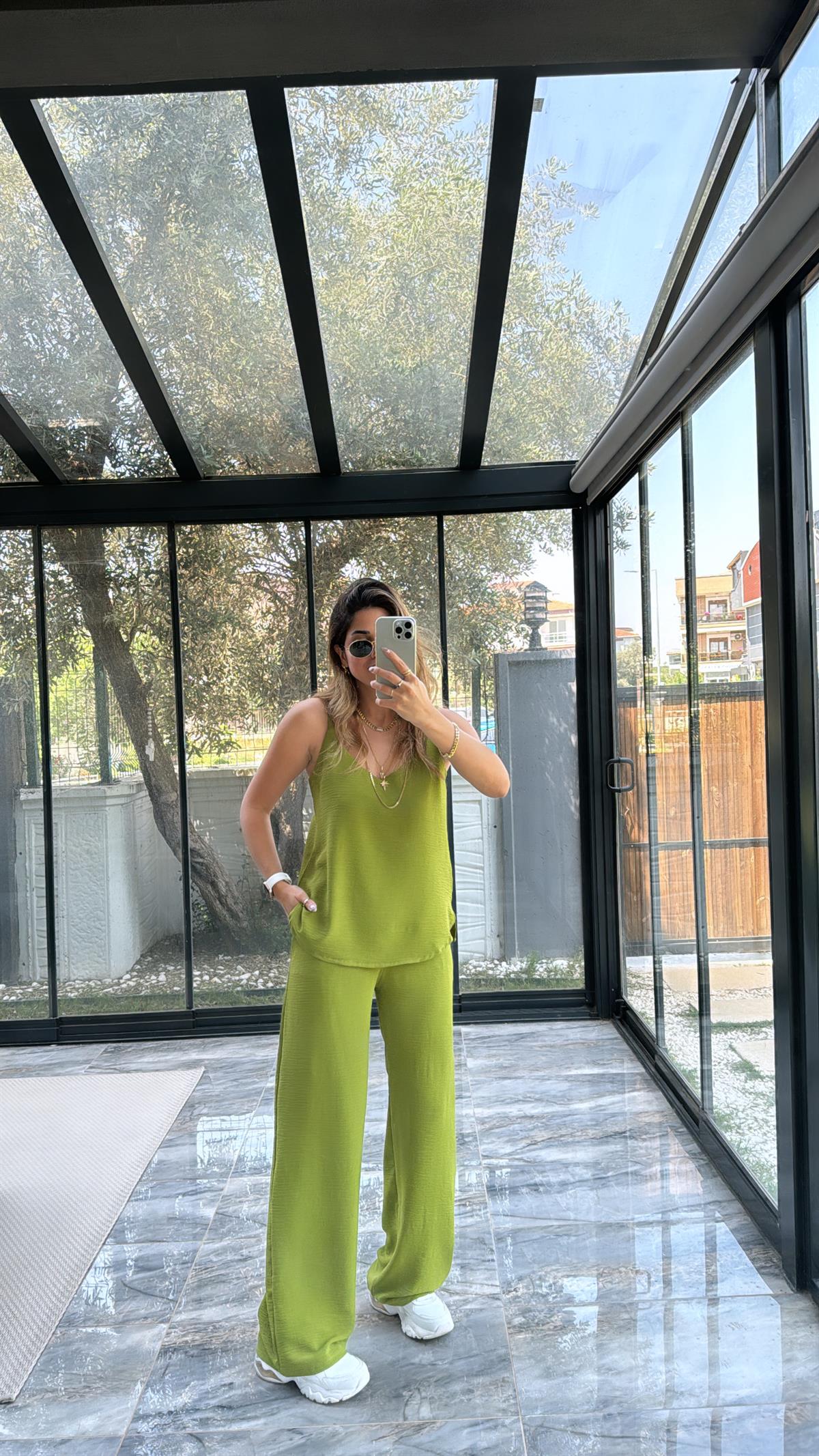 Yağ Yeşili Askılı Tiril Takım