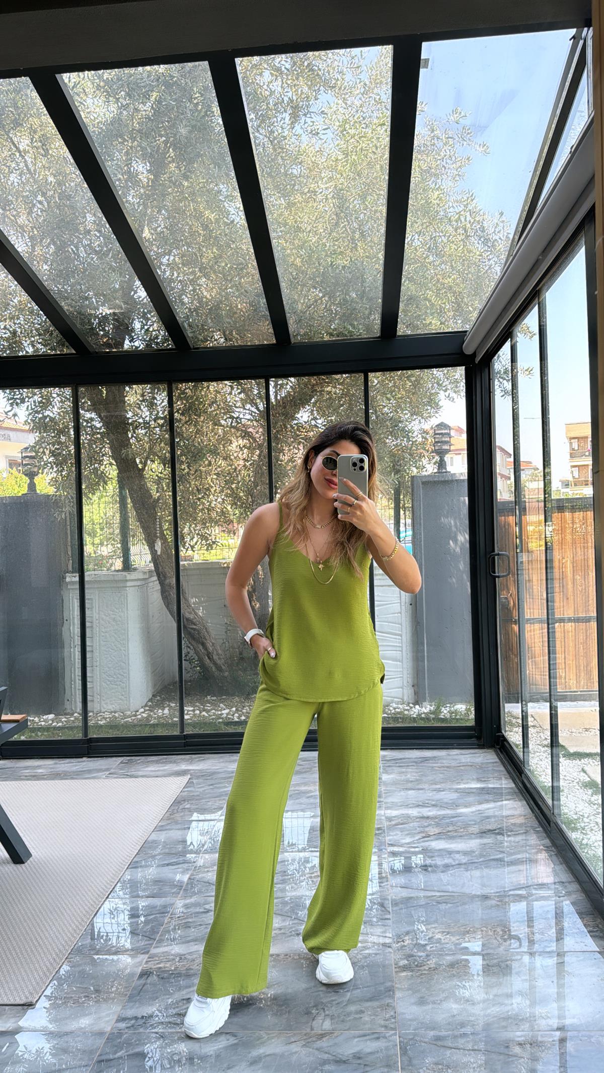 Yağ Yeşili Askılı Tiril Takım