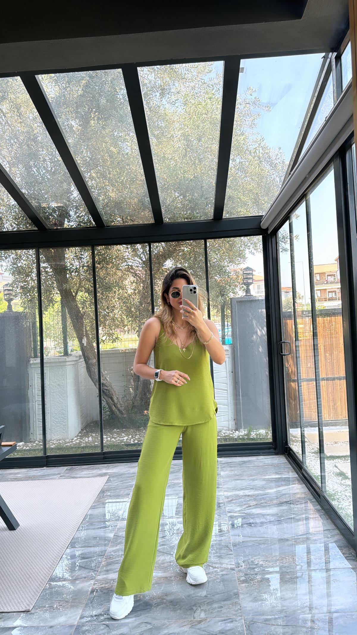 Yağ Yeşili Askılı Tiril Takım