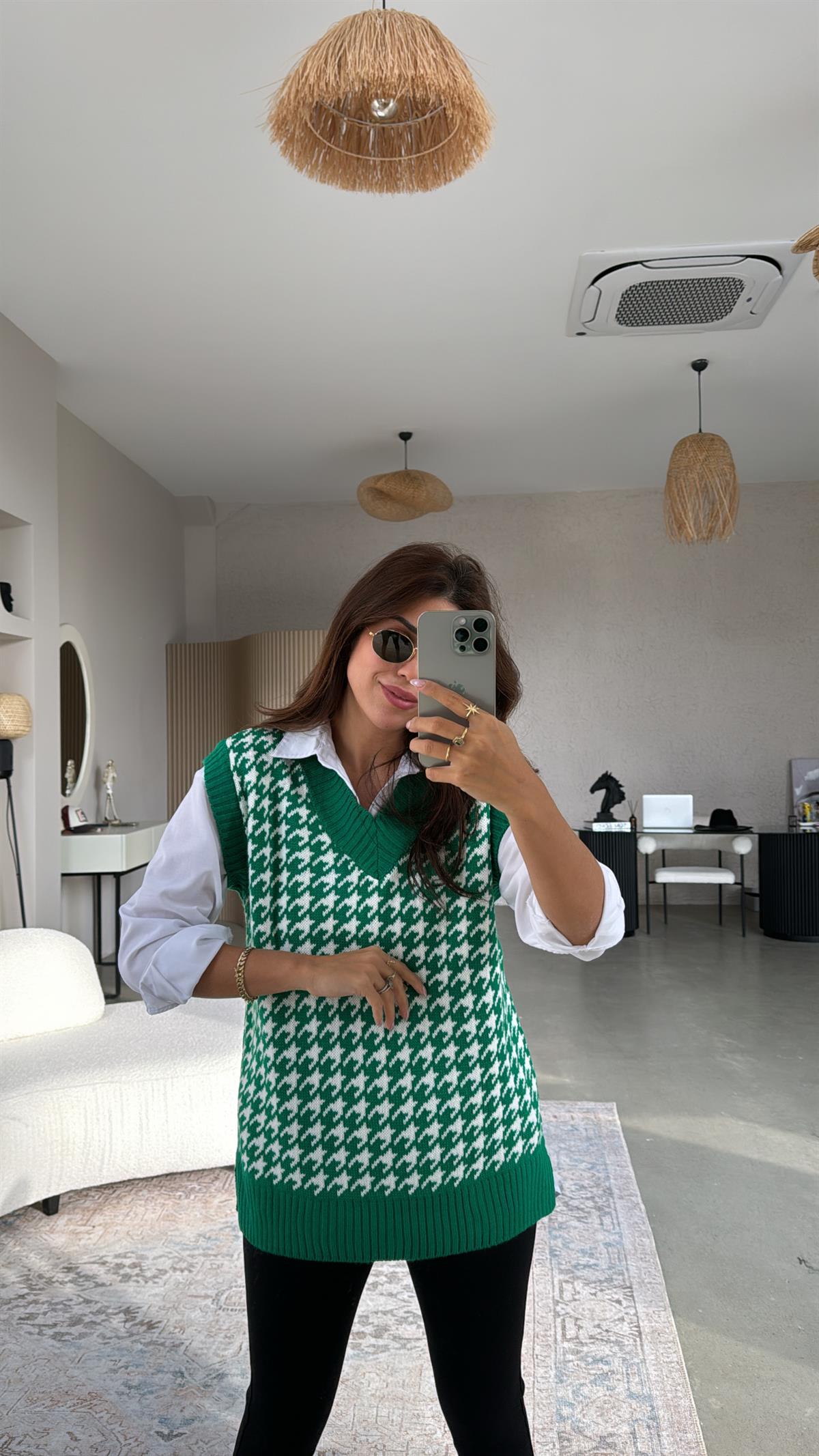 Yeşil Kazayağı Süveter