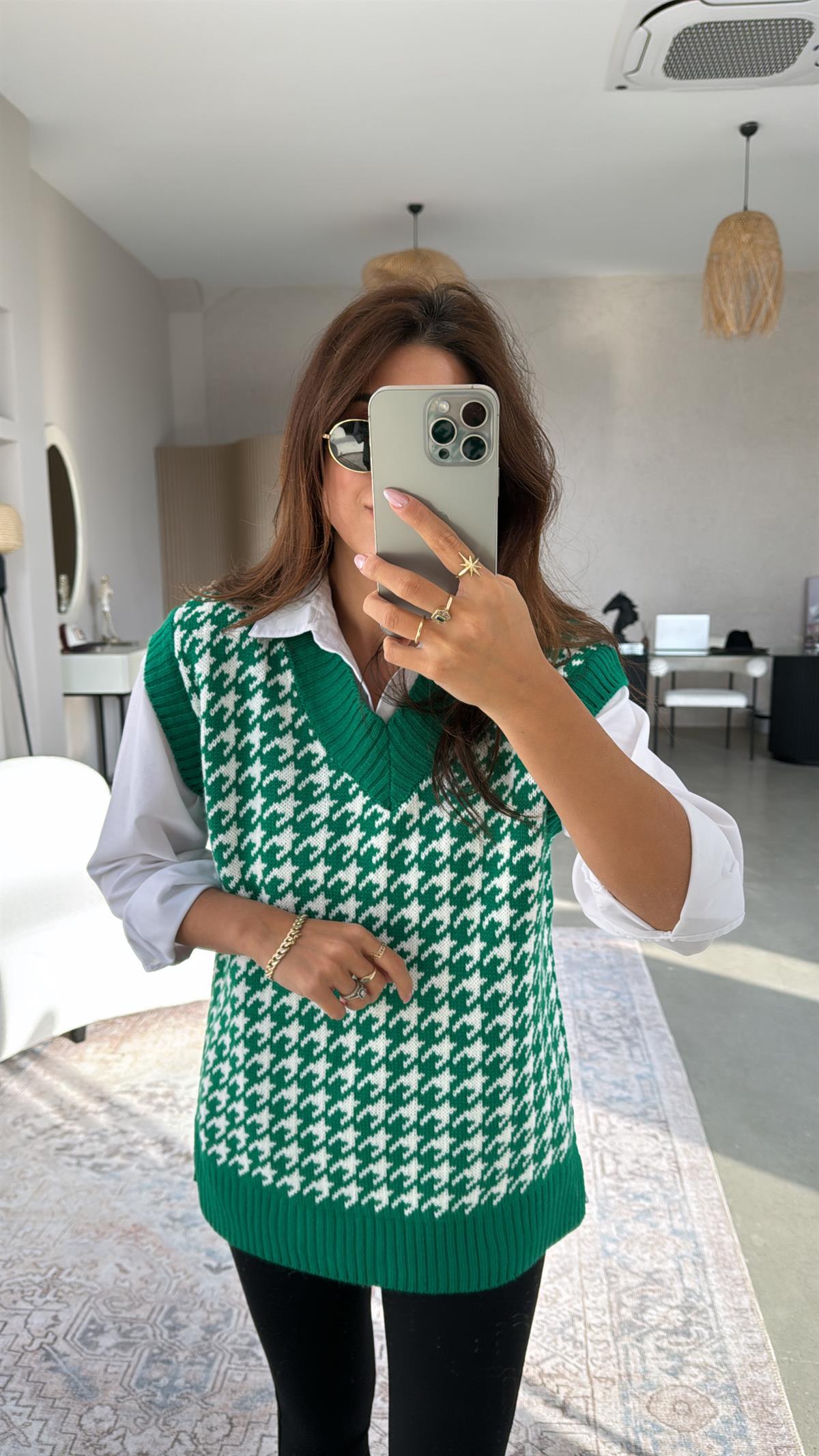 Yeşil Kazayağı Süveter