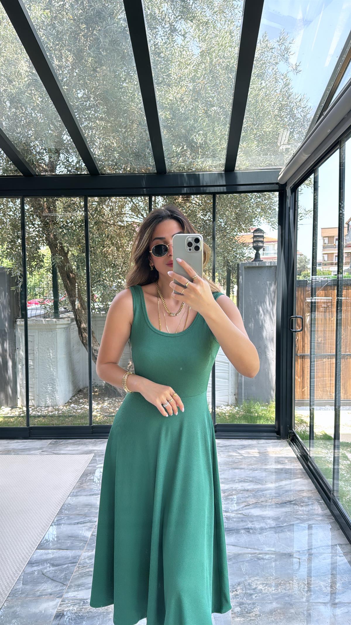 Yeşil Özel Üretim Kaşkorse Basic Elbise