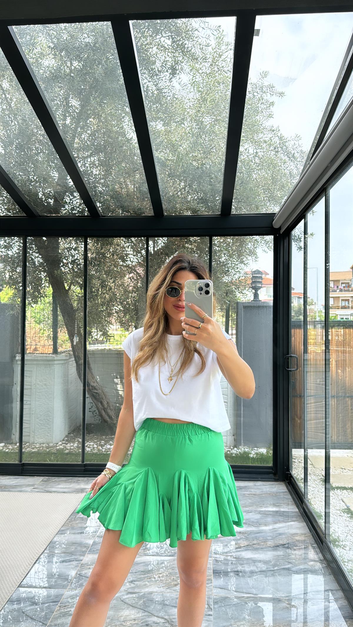 Yeşil Şortlu Latin Etek