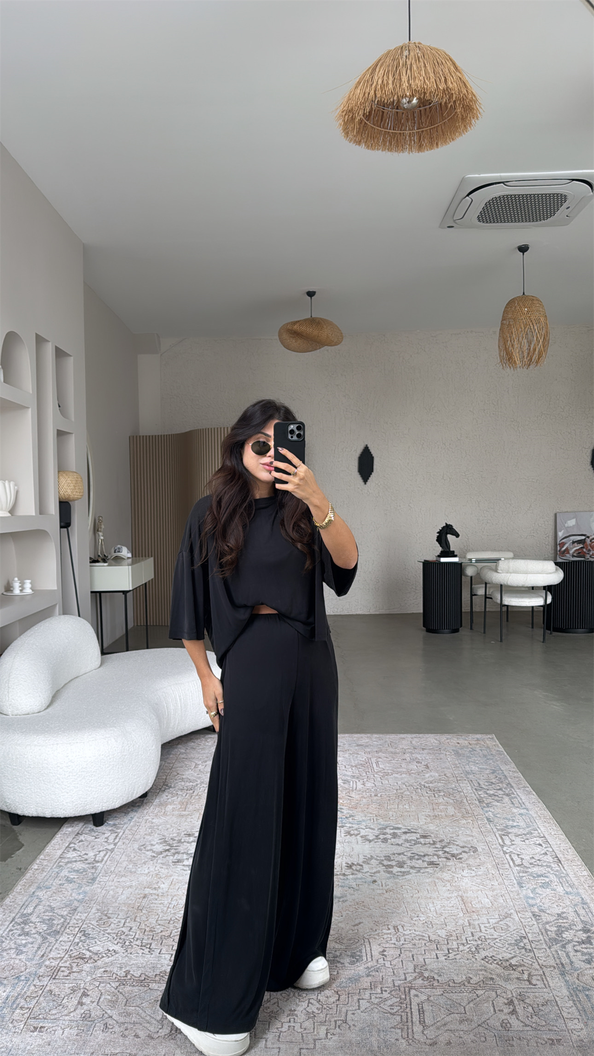 Yıkamalı Liyosel Kumaş Siyah Alt Üst Takım