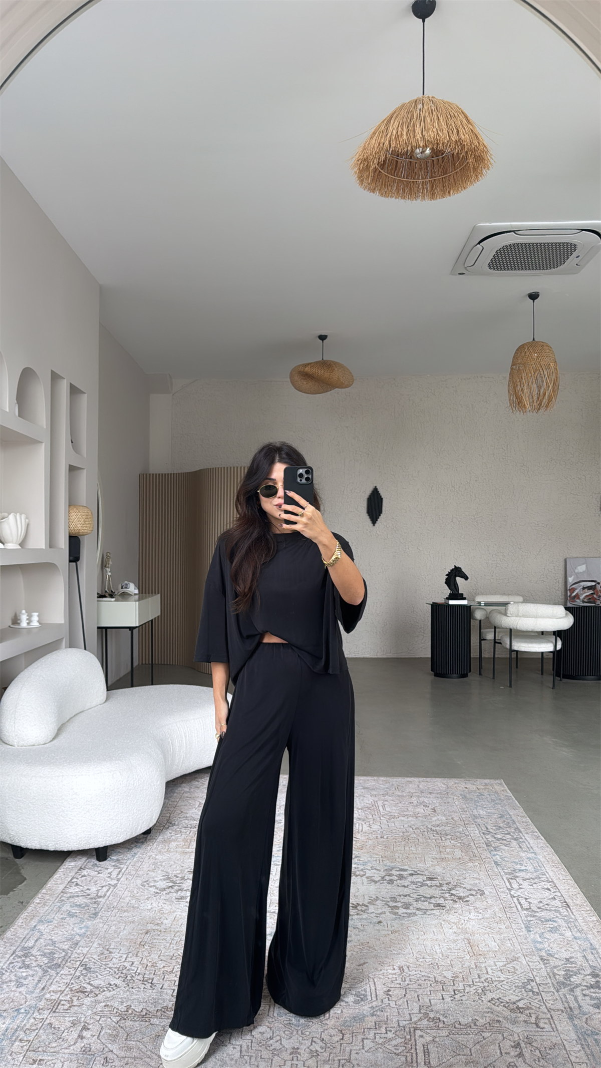 Yıkamalı Liyosel Kumaş Siyah Alt Üst Takım