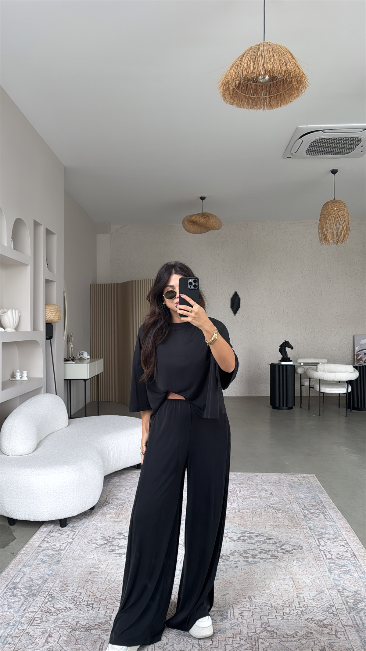 Yıkamalı Liyosel Kumaş Siyah Alt Üst Takım