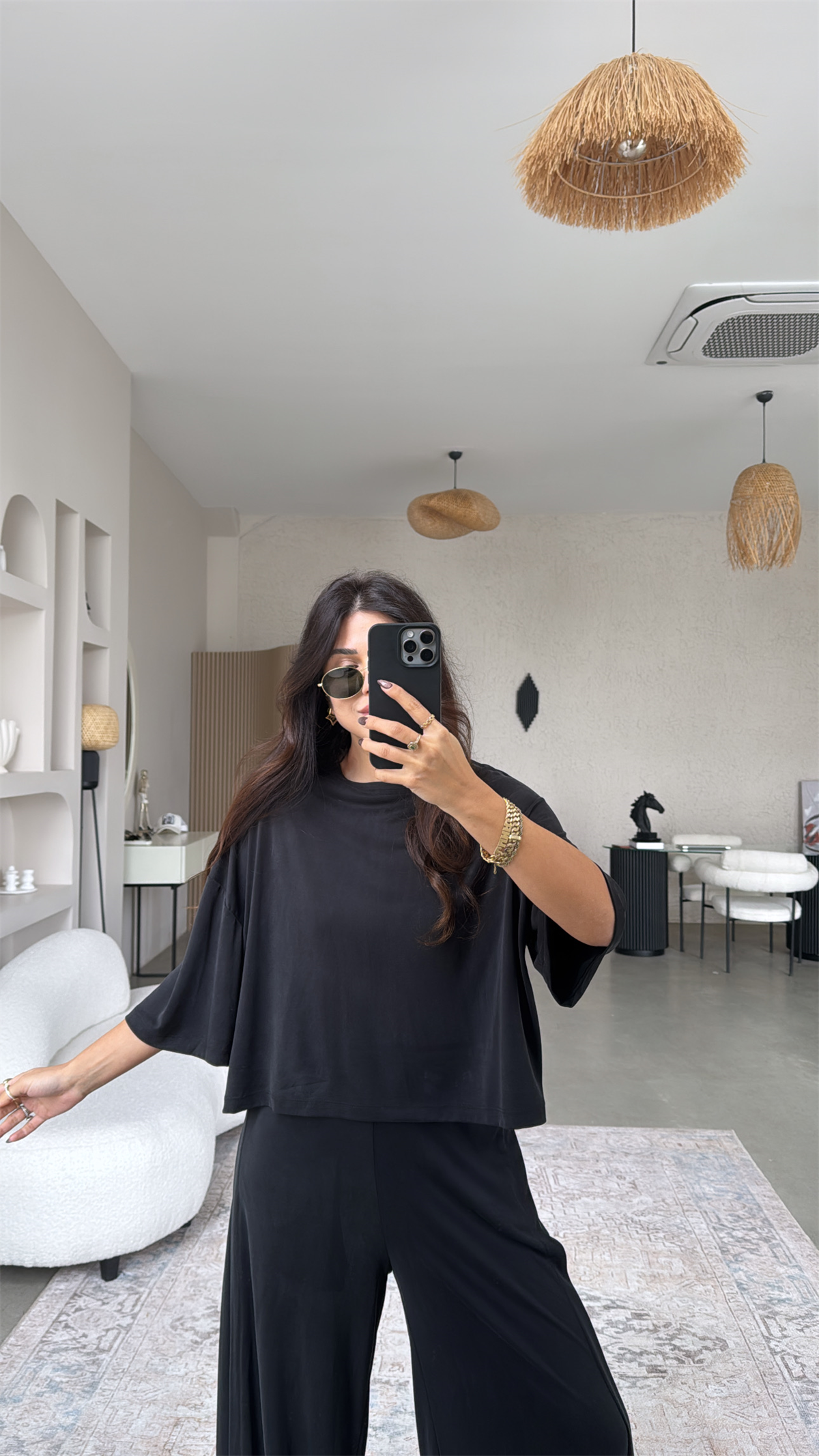 Yıkamalı Liyosel Kumaş Siyah Alt Üst Takım