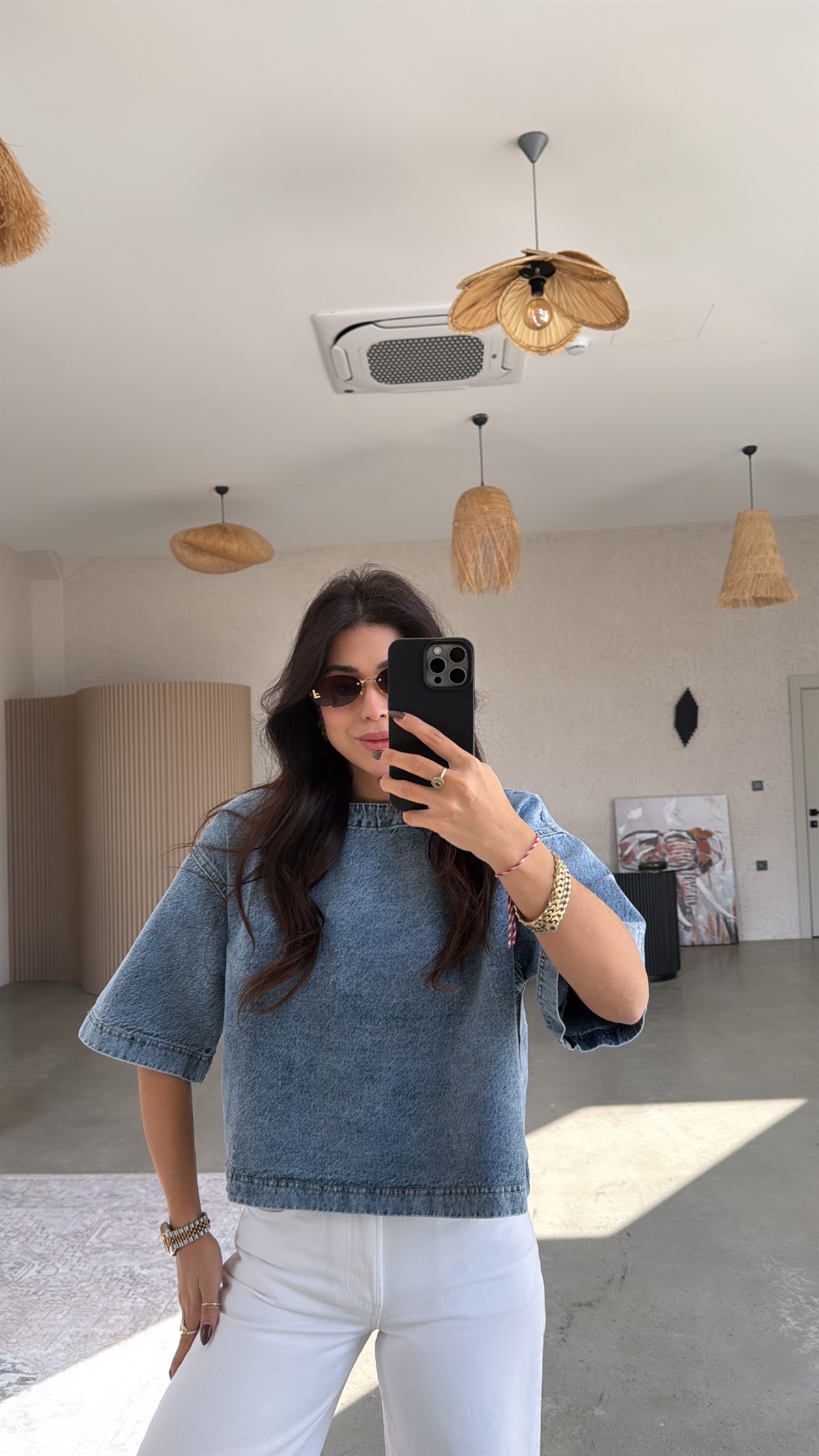 Yıkamalı Oversize Jean Sweat