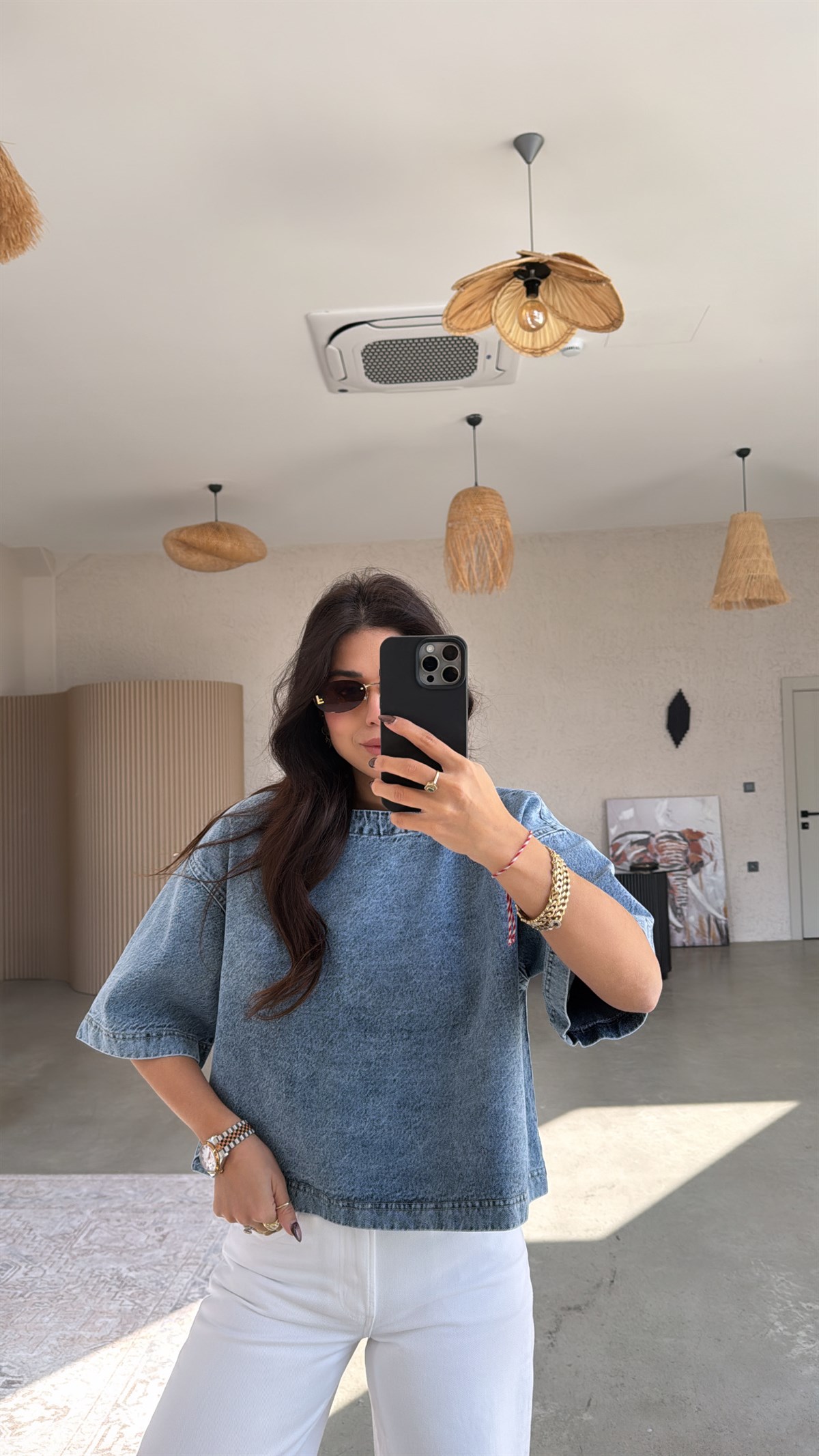 Yıkamalı Oversize Jean Sweat