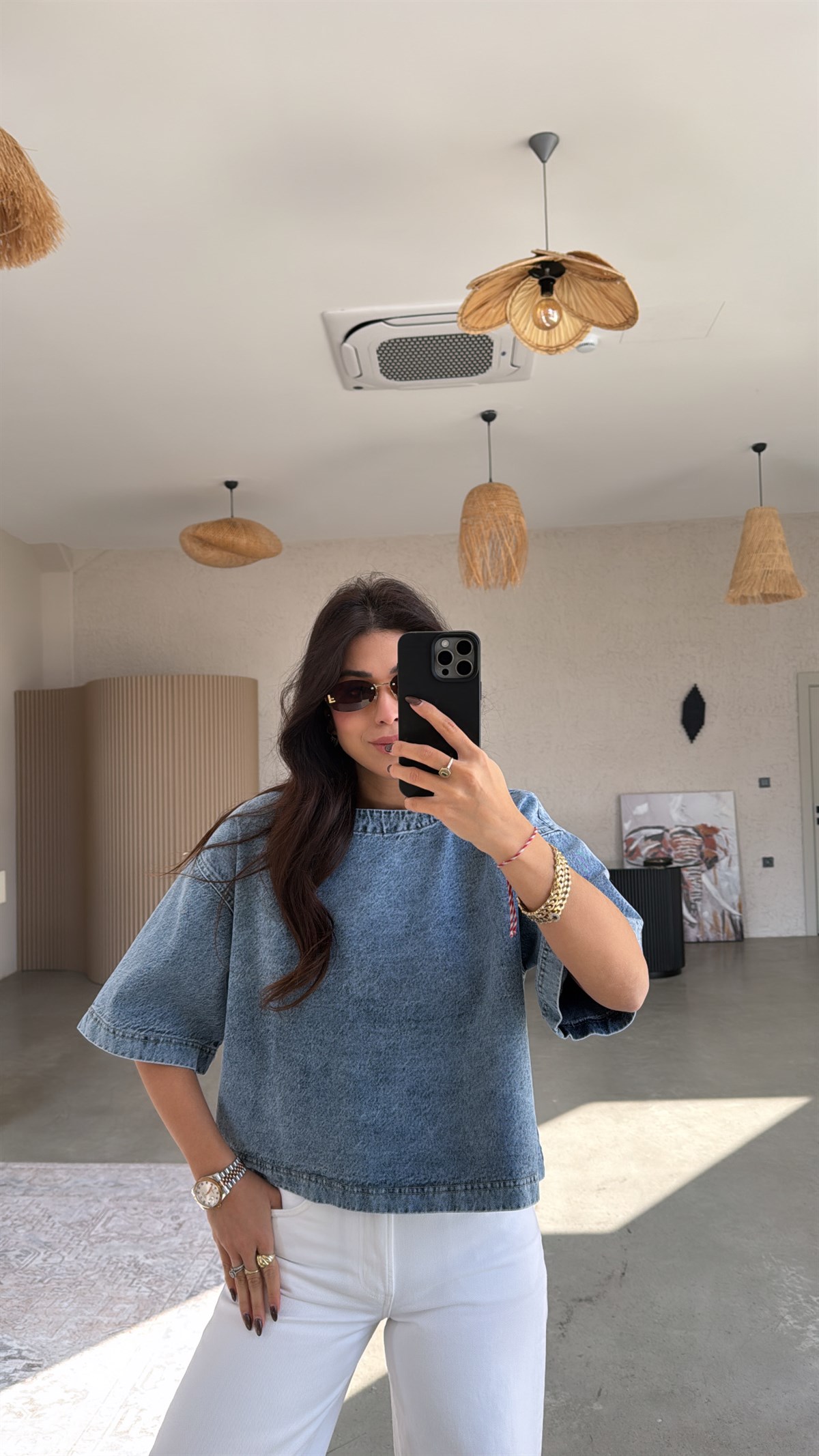 Yıkamalı Oversize Jean Sweat