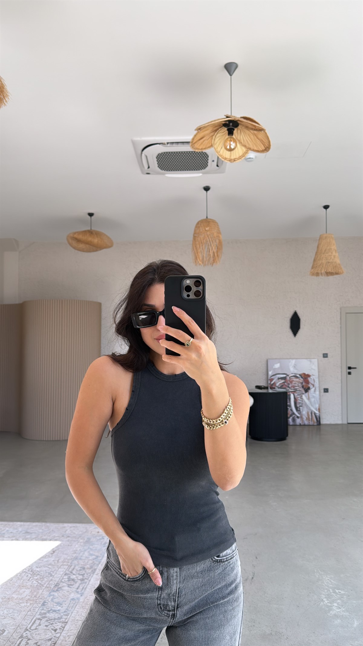 Yıpratmalı Yıkamalı Fitilli Pamuk Atlet