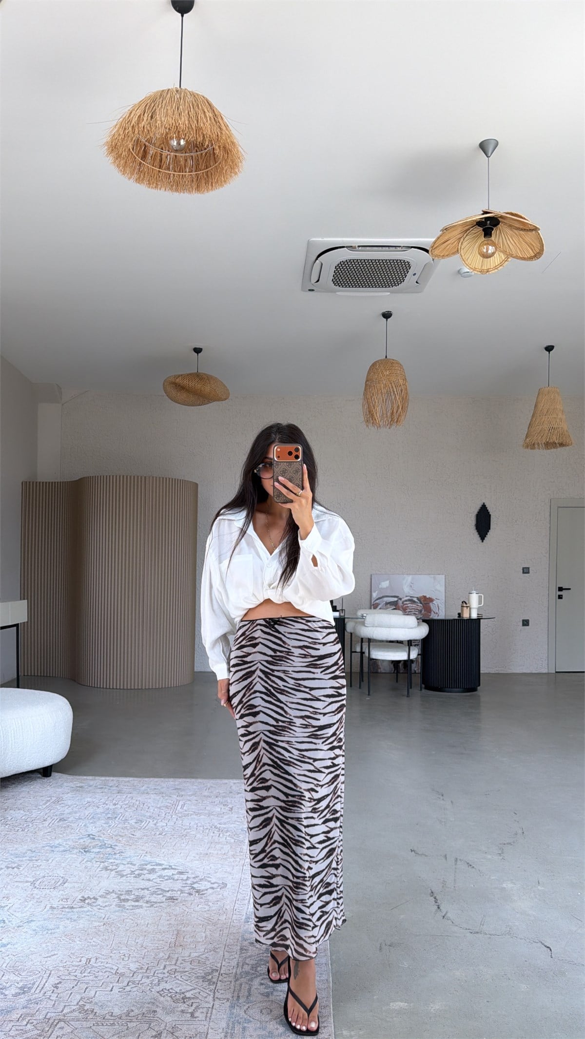 Zebra Desenli Astarlı Tül Etek