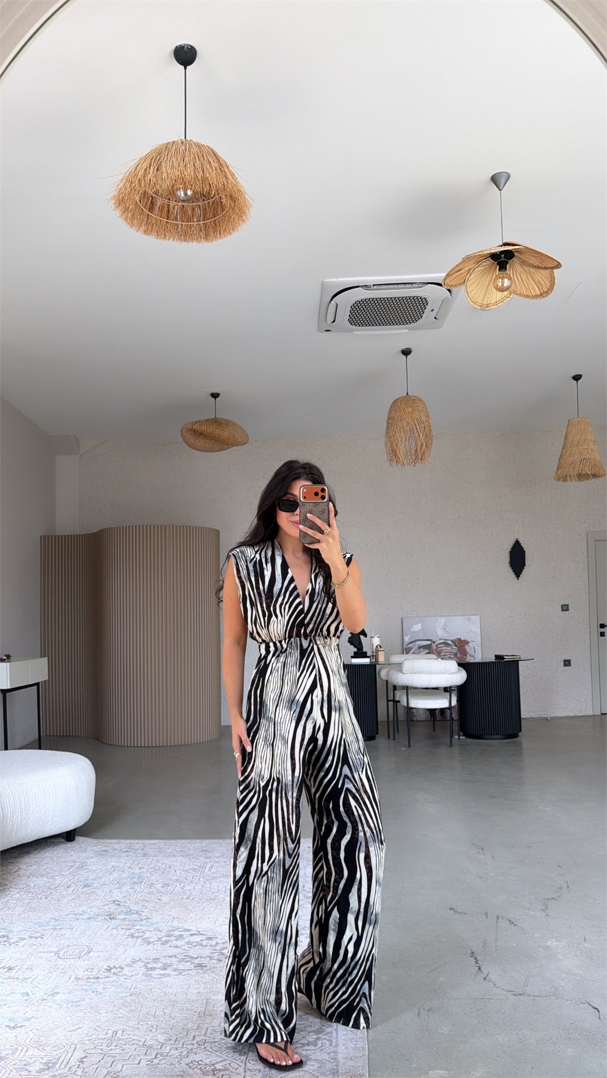 Zebra Desenli Viskon Tulum