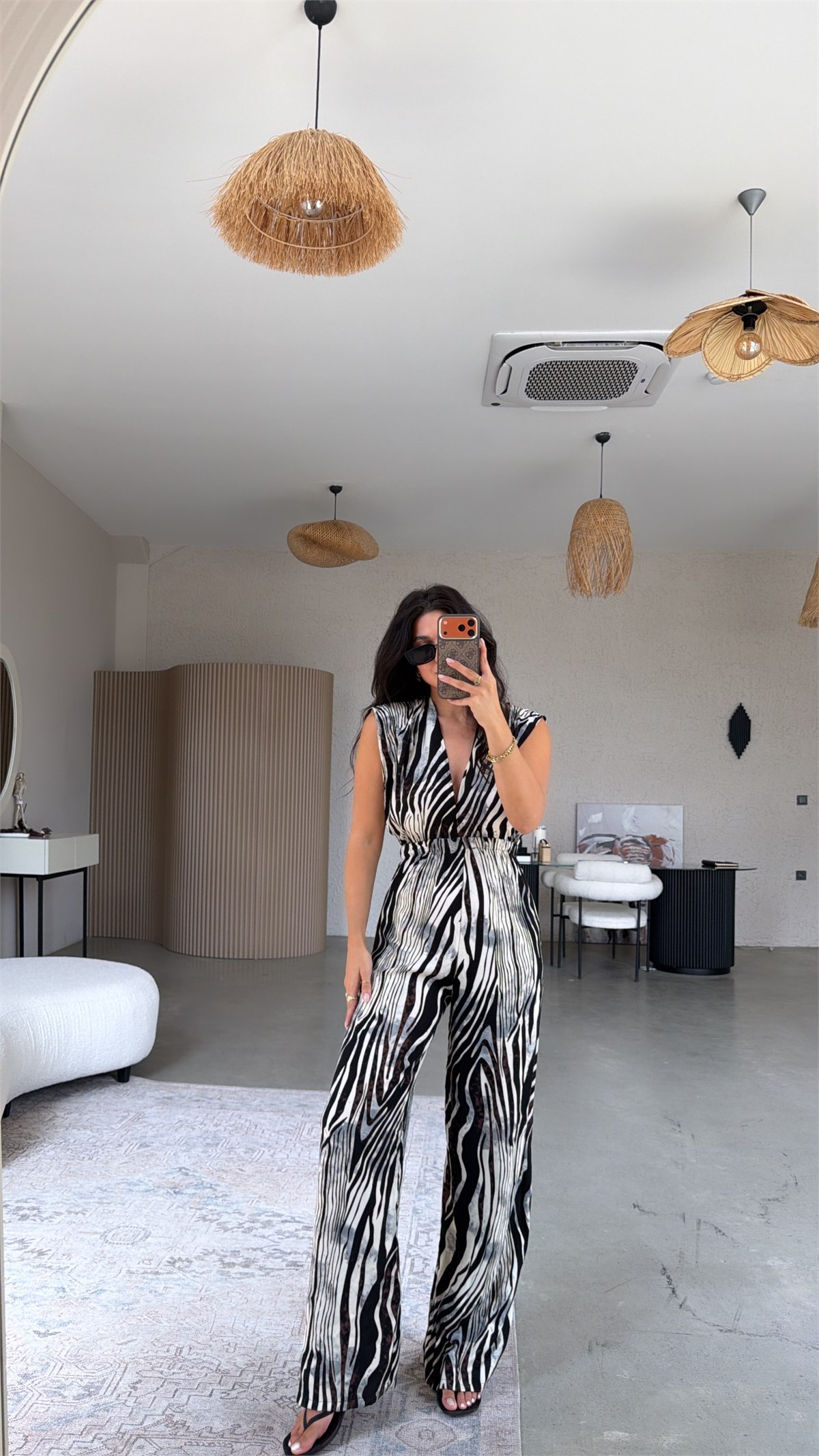 Zebra Desenli Viskon Tulum