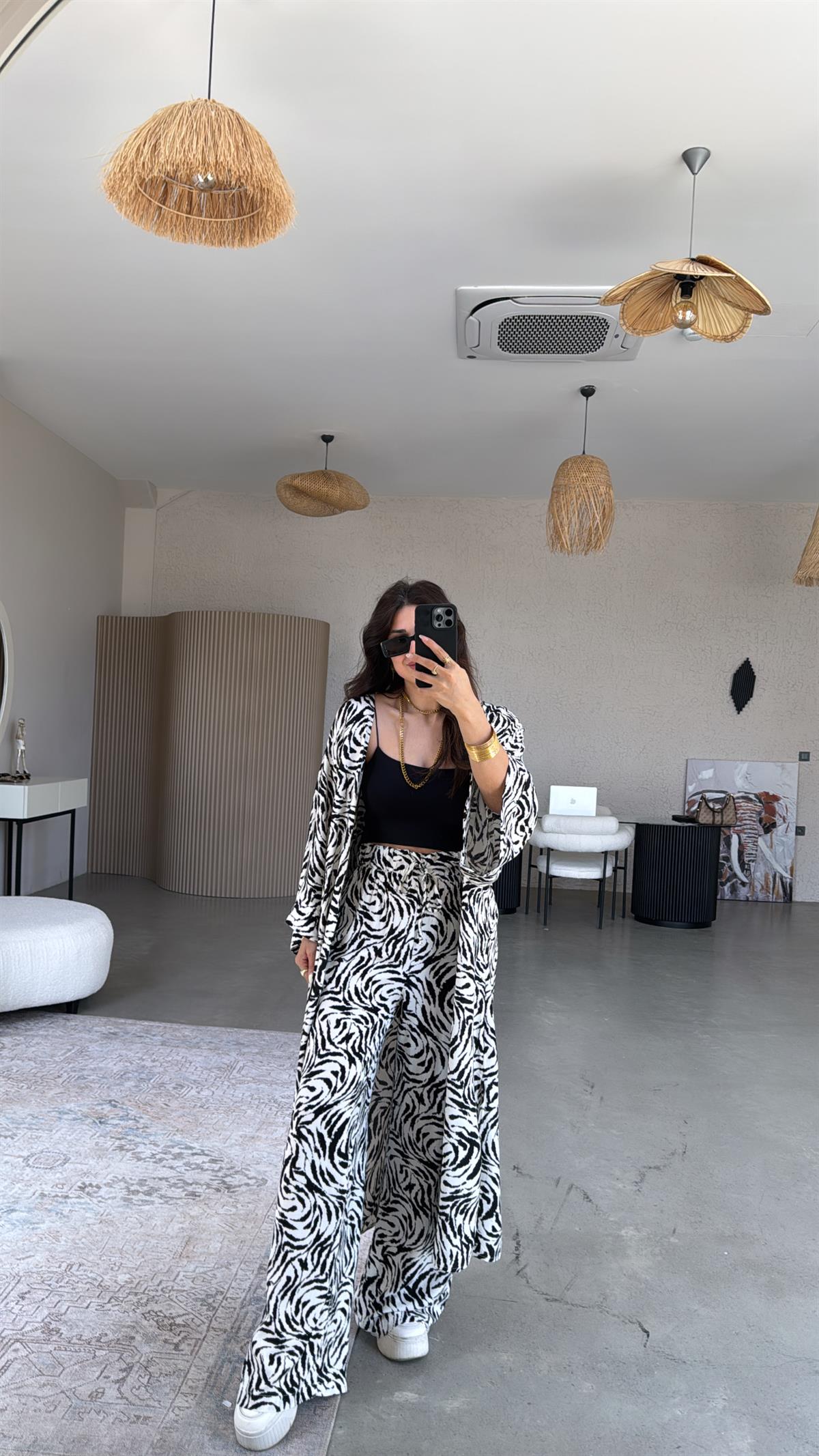 Zebra Kimono Pantolon Takım