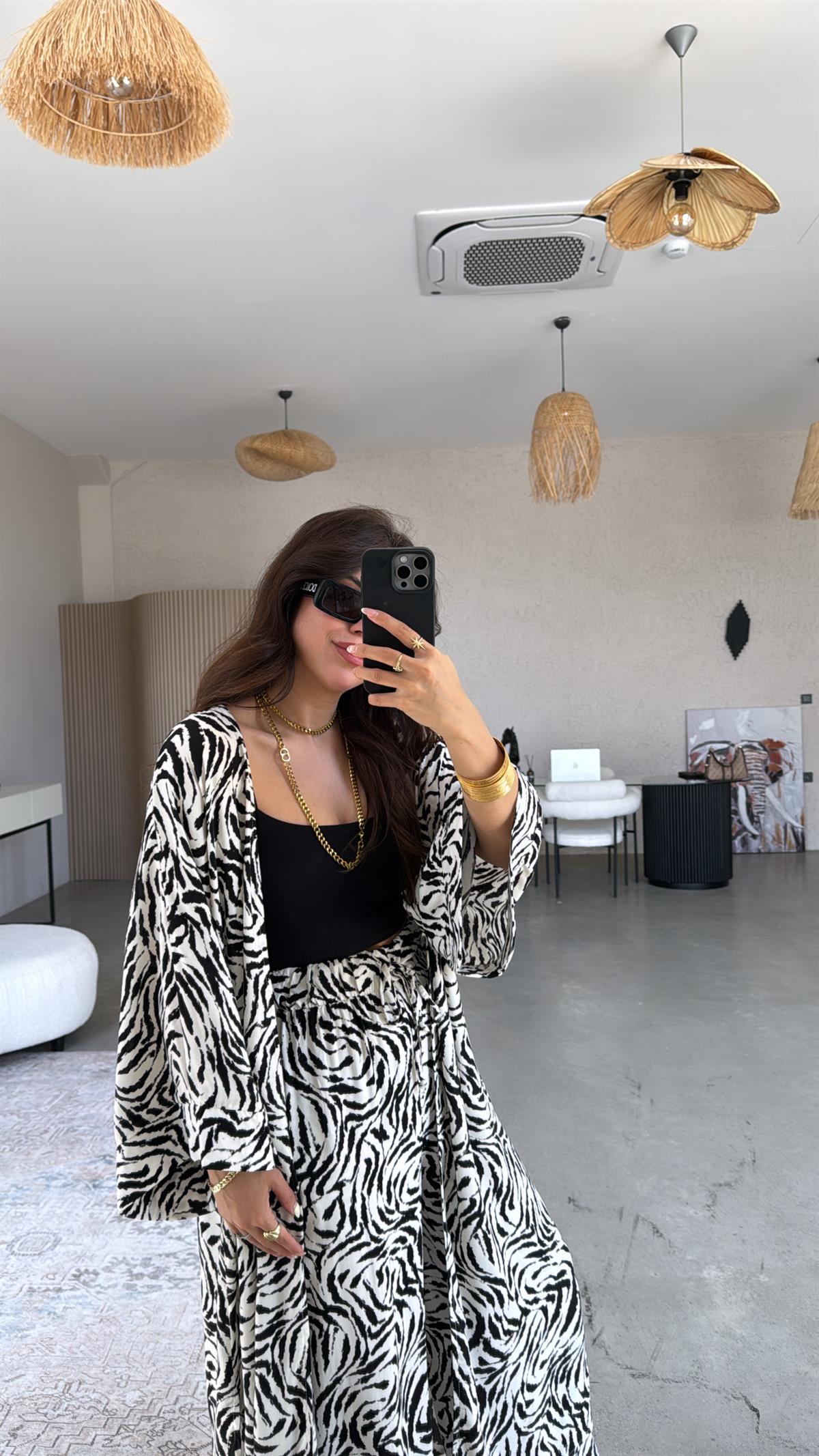 Zebra Kimono Pantolon Takım