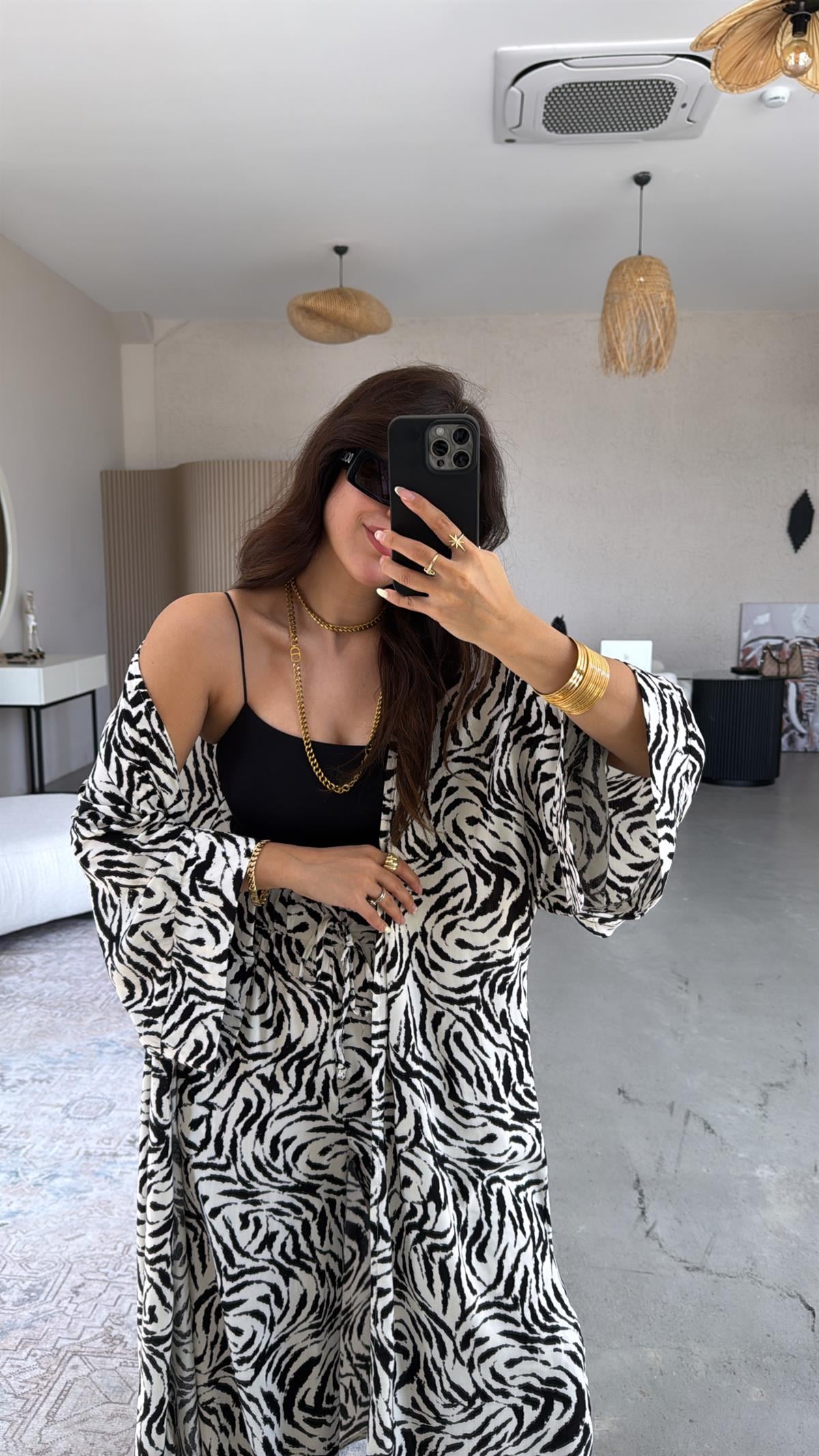 Zebra Kimono Pantolon Takım