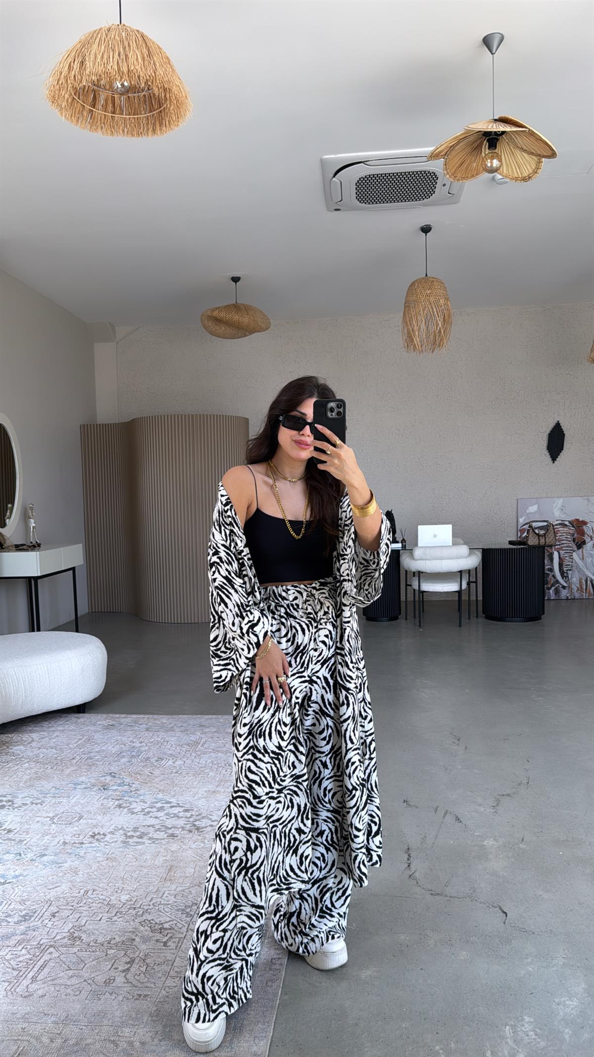Zebra Kimono Pantolon Takım