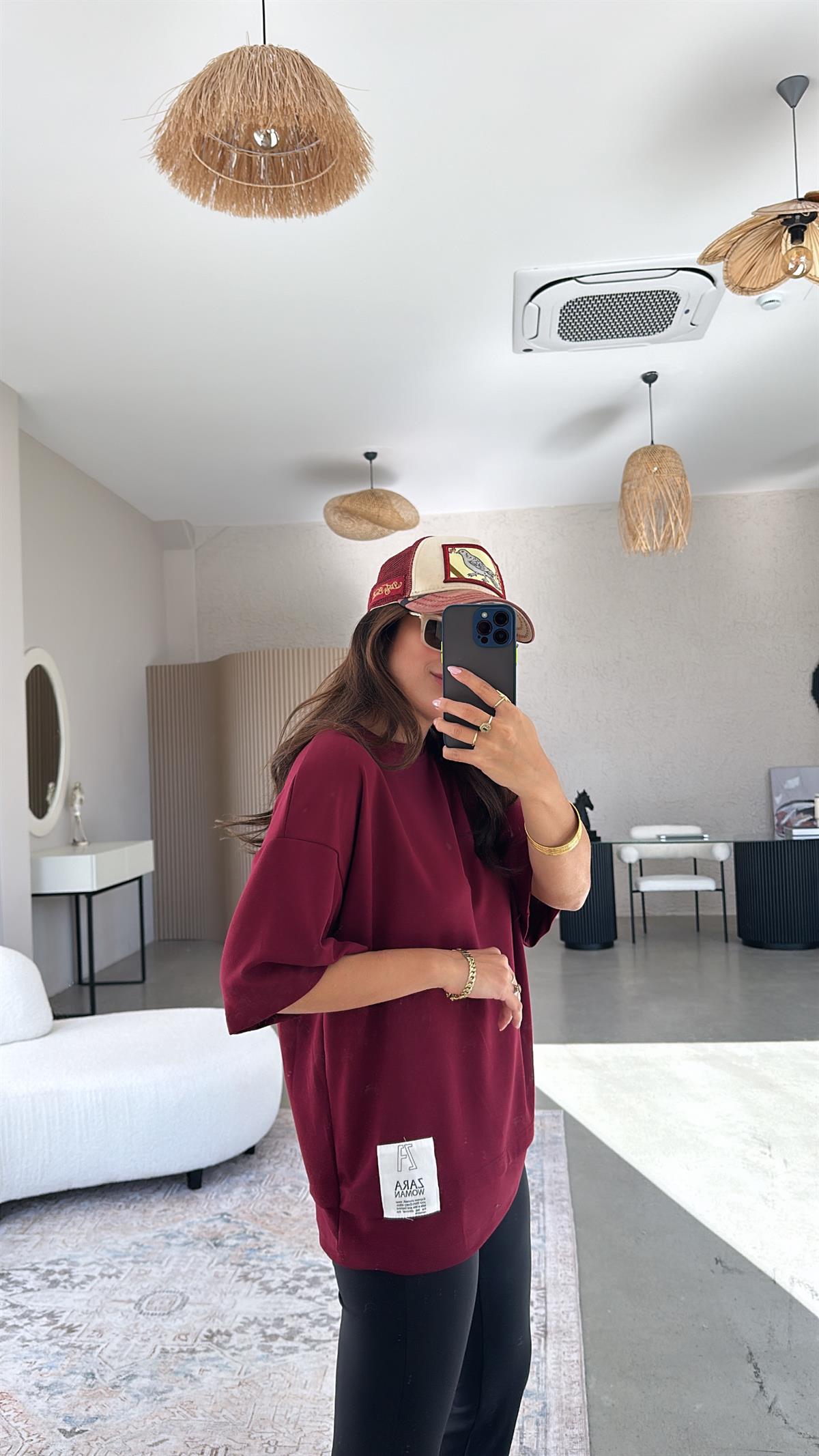 ZR Bordo Kısa Kol Sweatshirt