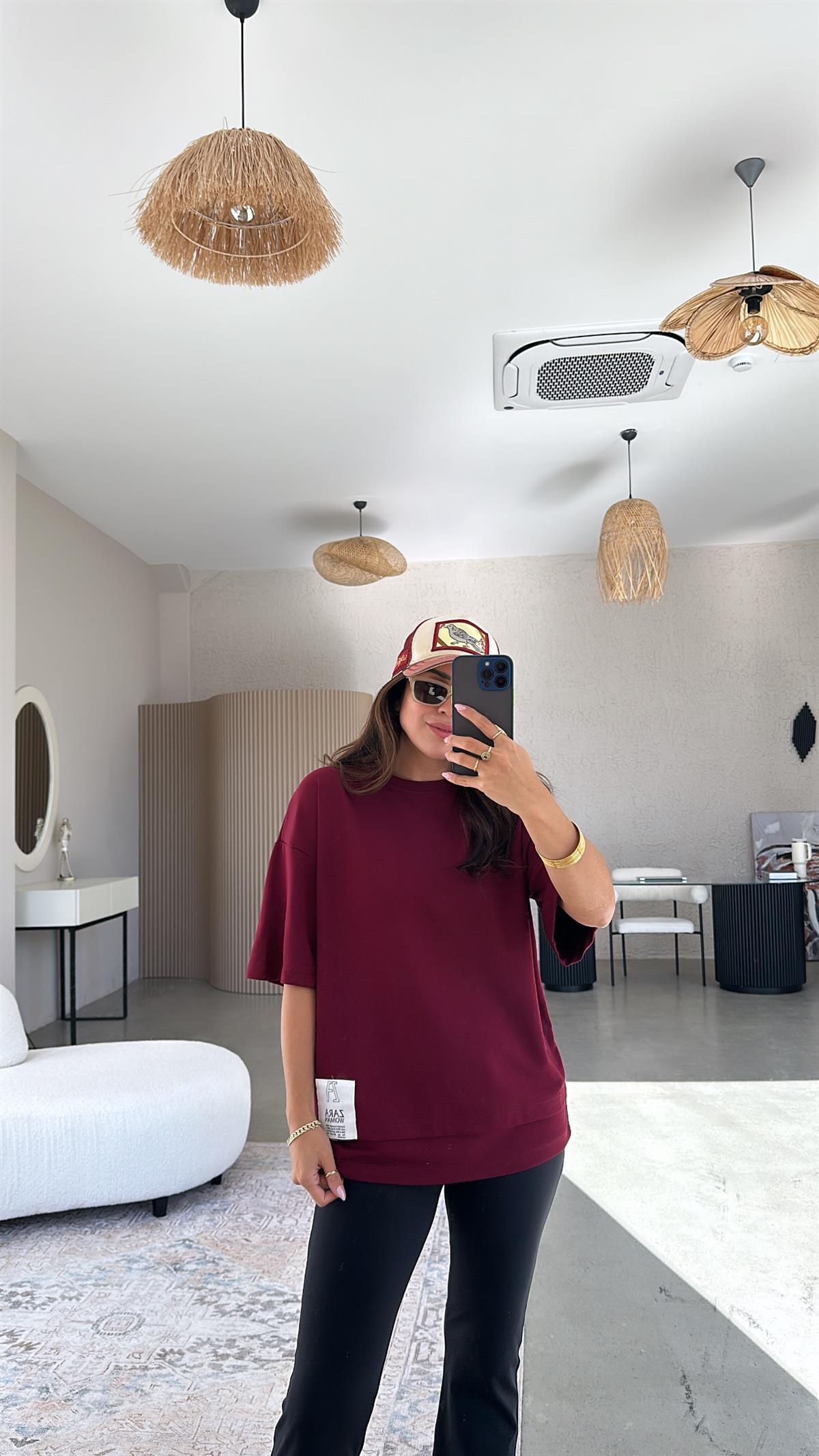 ZR Bordo Kısa Kol Sweatshirt