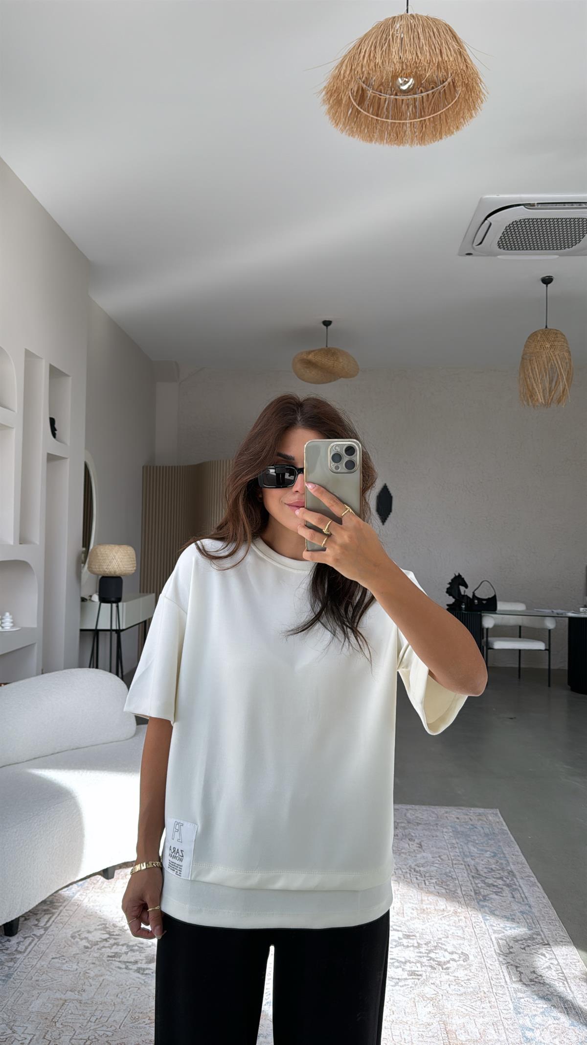 ZR Ekru Kısa Kol Sweatshirt