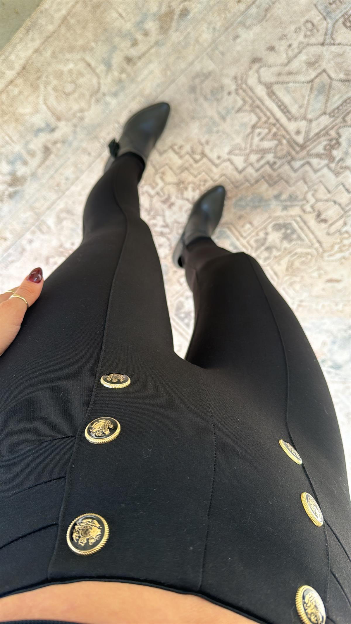 Zr Gold Düğmeli Toparlayıcı Tayt Pantolon