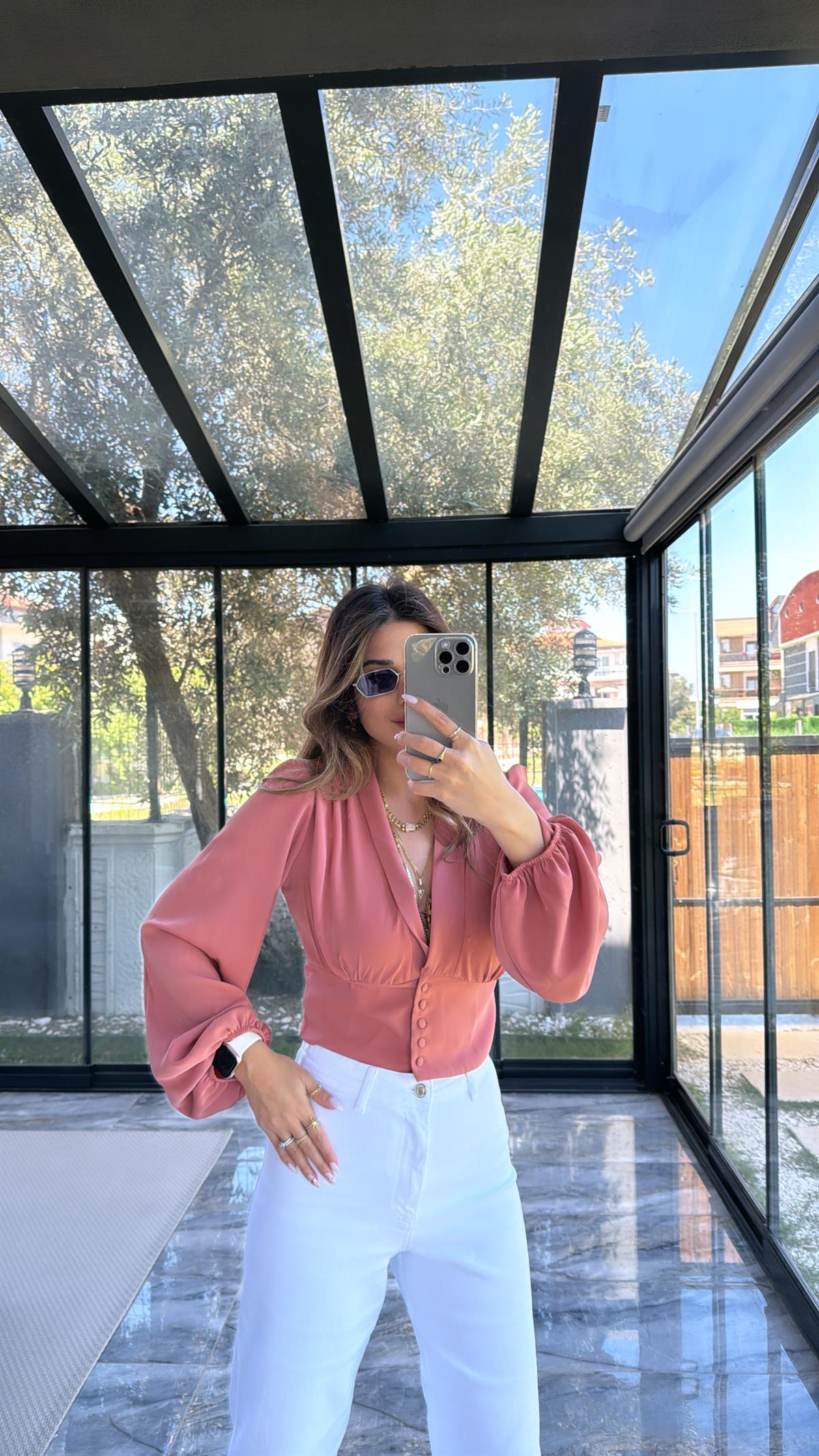 ZR Gülkurusu Balon Kollu Bluz