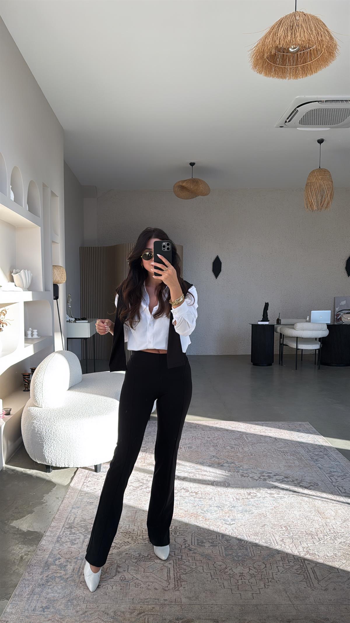 Zr Mid Rise Flare Kumaş Pantolon