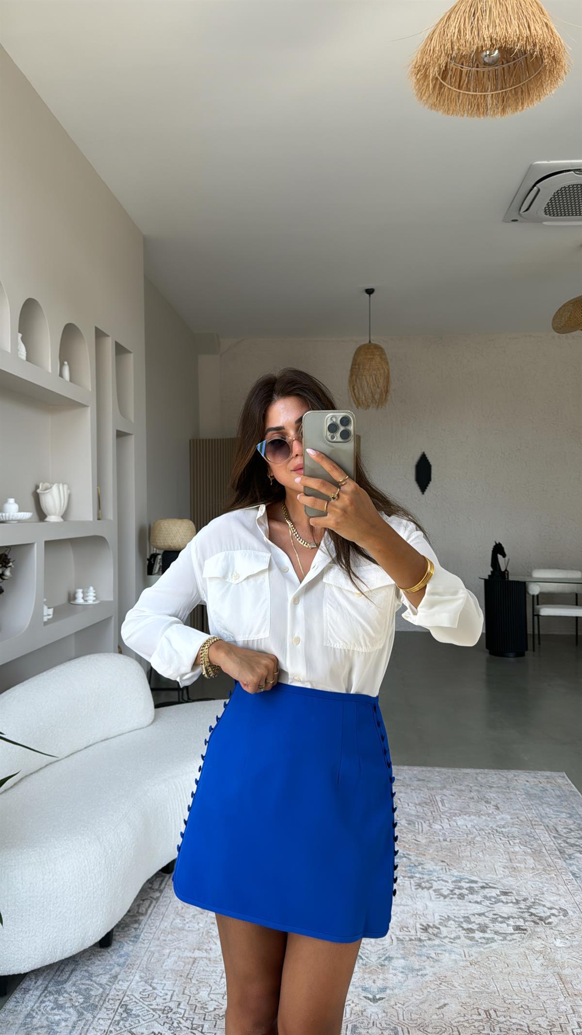 ZR Orijinal Düğme Detaylı Etek