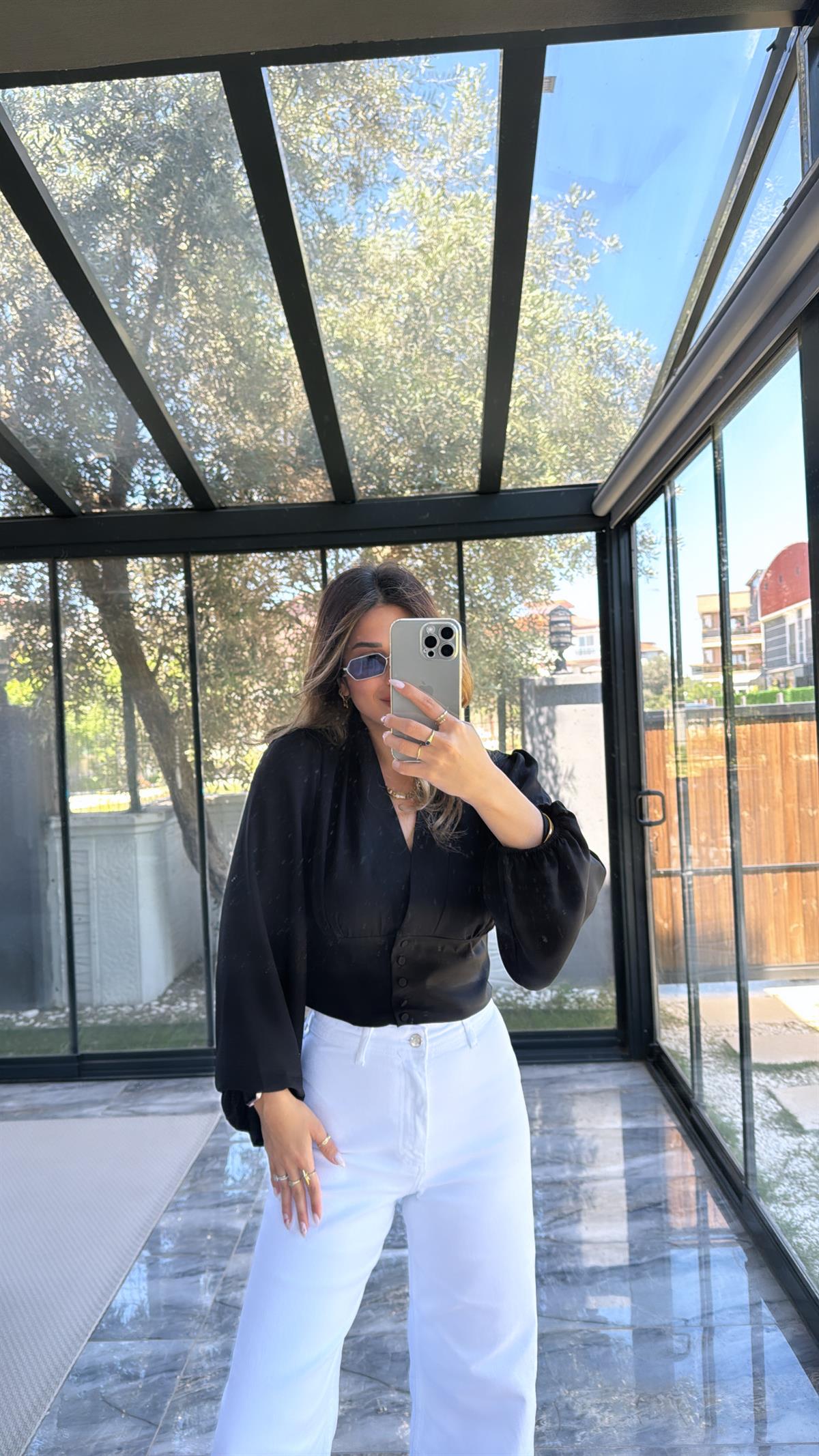 ZR Siyah Balon Kollu Bluz